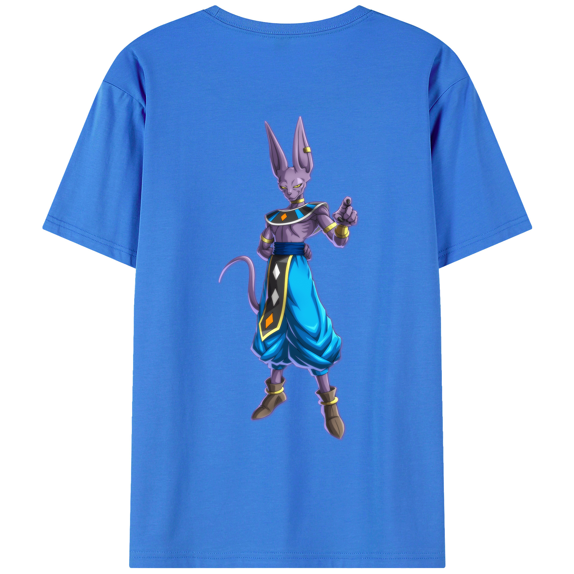 （画像用） ドラゴンボール ビルス 破壊神ビルス DRAGON BALL Beerus Birusu 綿100％ メンズ半袖Tシャツ（バックプリント） 通気性