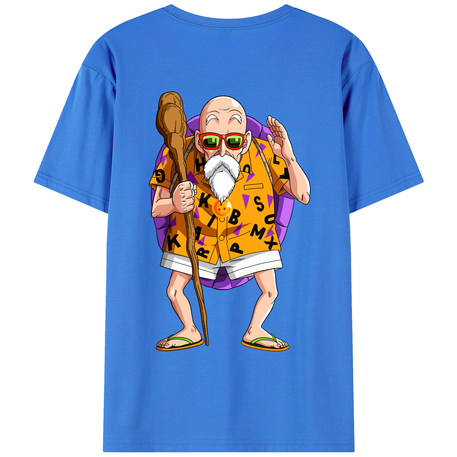 （画像用） ドラゴンボール 亀仙人（かめせんにん） DRAGON BALL Master Roshi Kame Sennin 綿100％ メンズ半袖Tシャツ（バックプリント） 通気性
