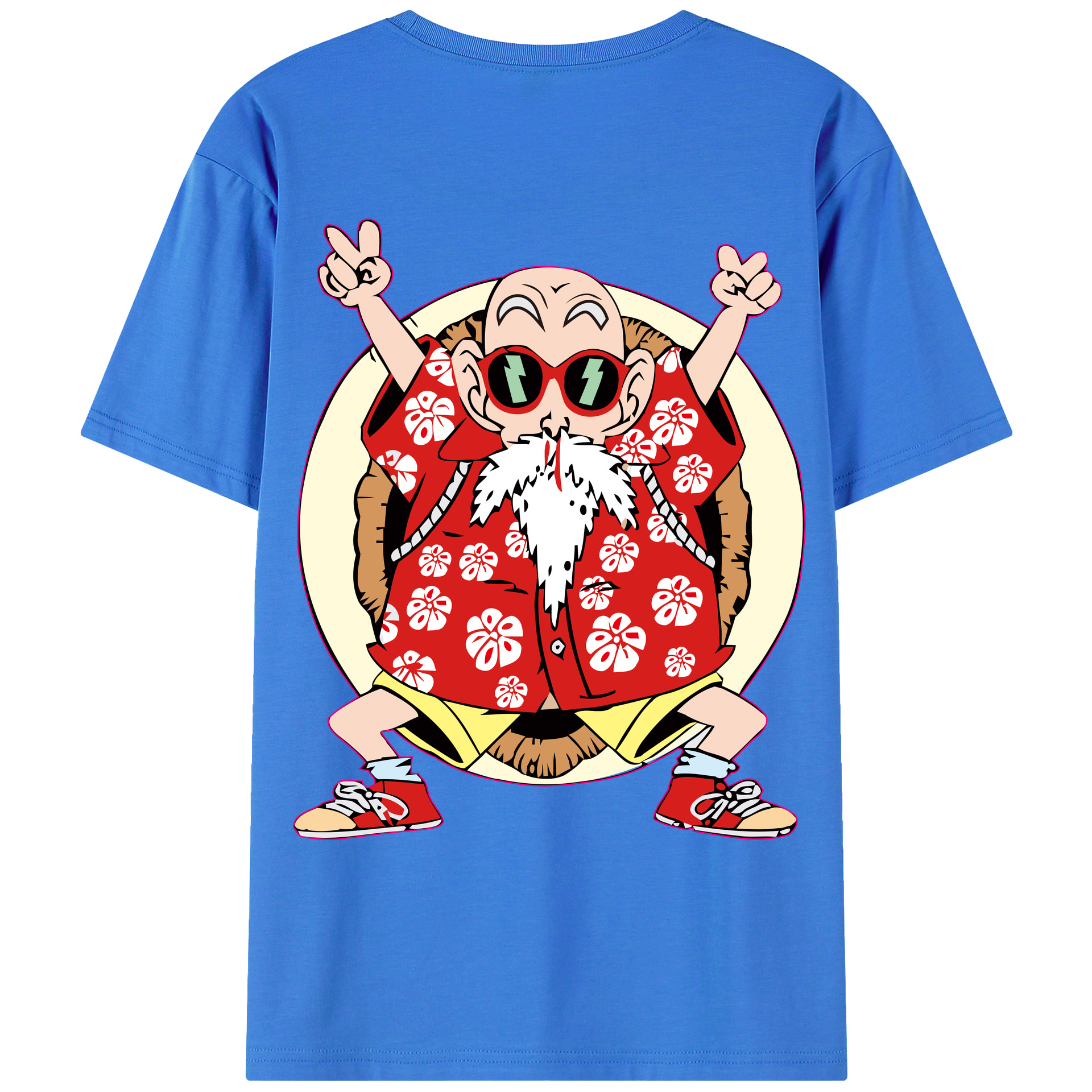 （画像用） ドラゴンボール 亀仙人（かめせんにん） DRAGON BALL Master Roshi Kame Sennin 綿100％ メンズ半袖Tシャツ（バックプリント） 通気性