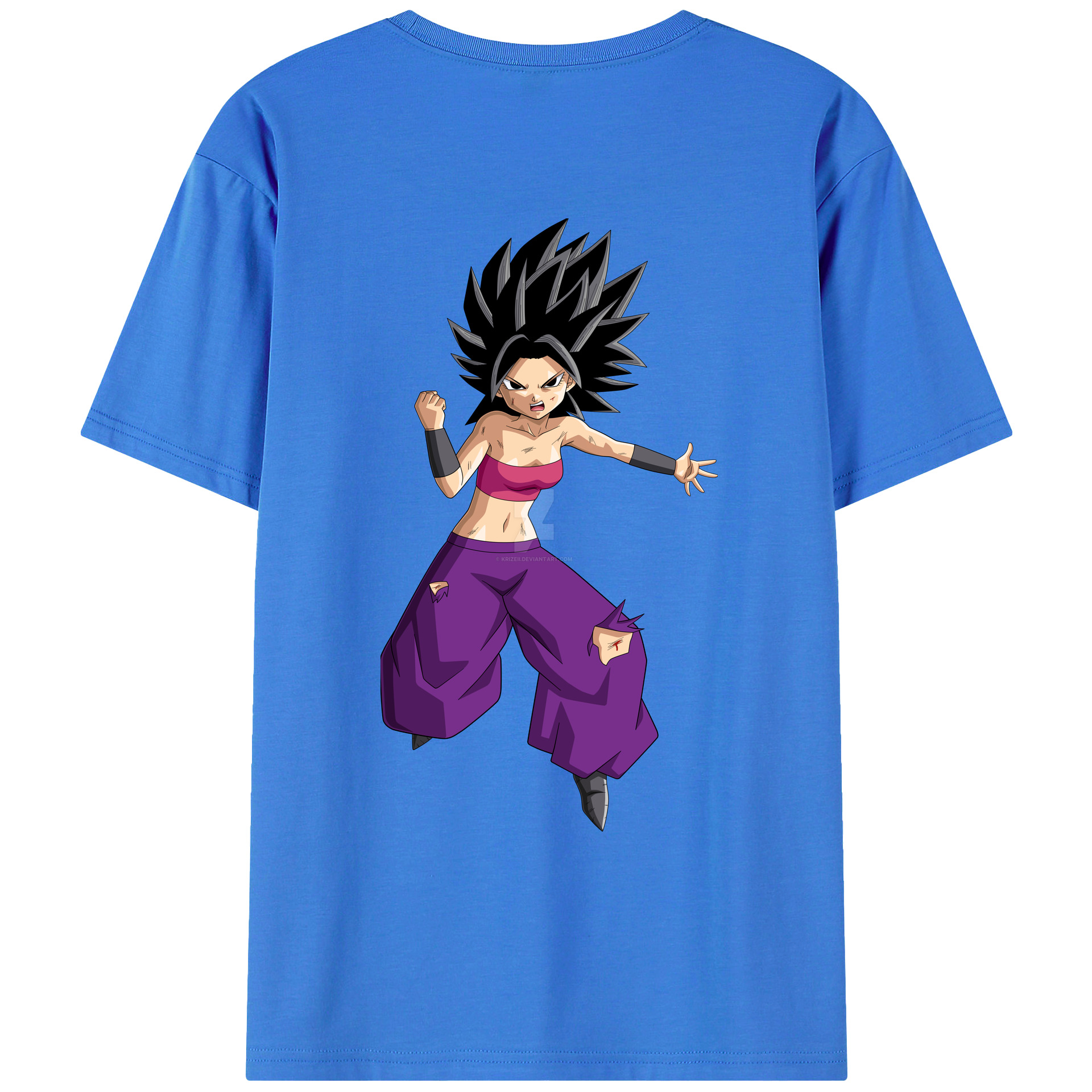 （画像用） ドラゴンボール カリフラ DRAGON BALL Caulifla 綿100％ メンズ半袖Tシャツ（バックプリント） 通気性