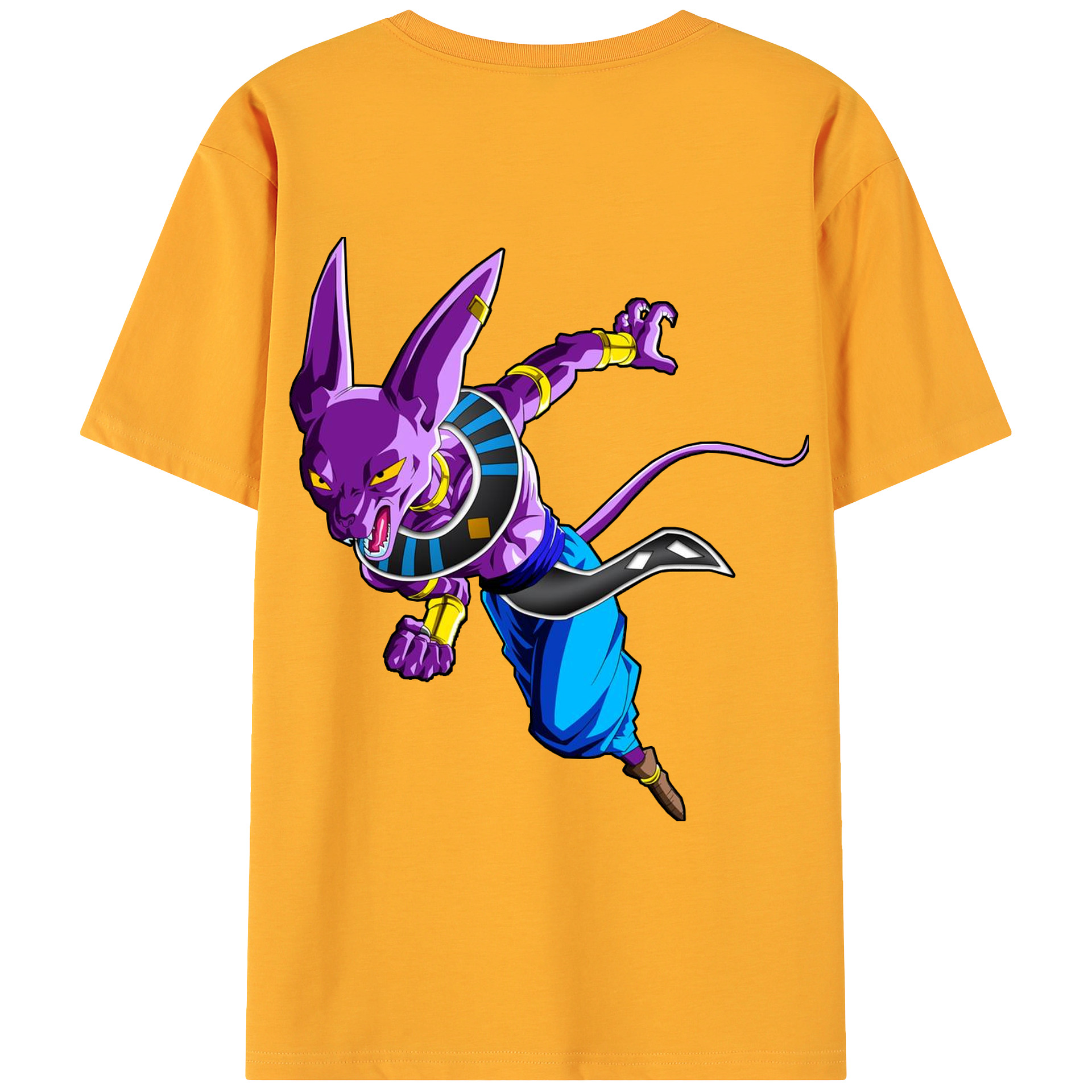 （画像用） ドラゴンボール ビルス 破壊神ビルス DRAGON BALL Beerus Birusu 綿100％ メンズ半袖Tシャツ（バックプリント） 通気性