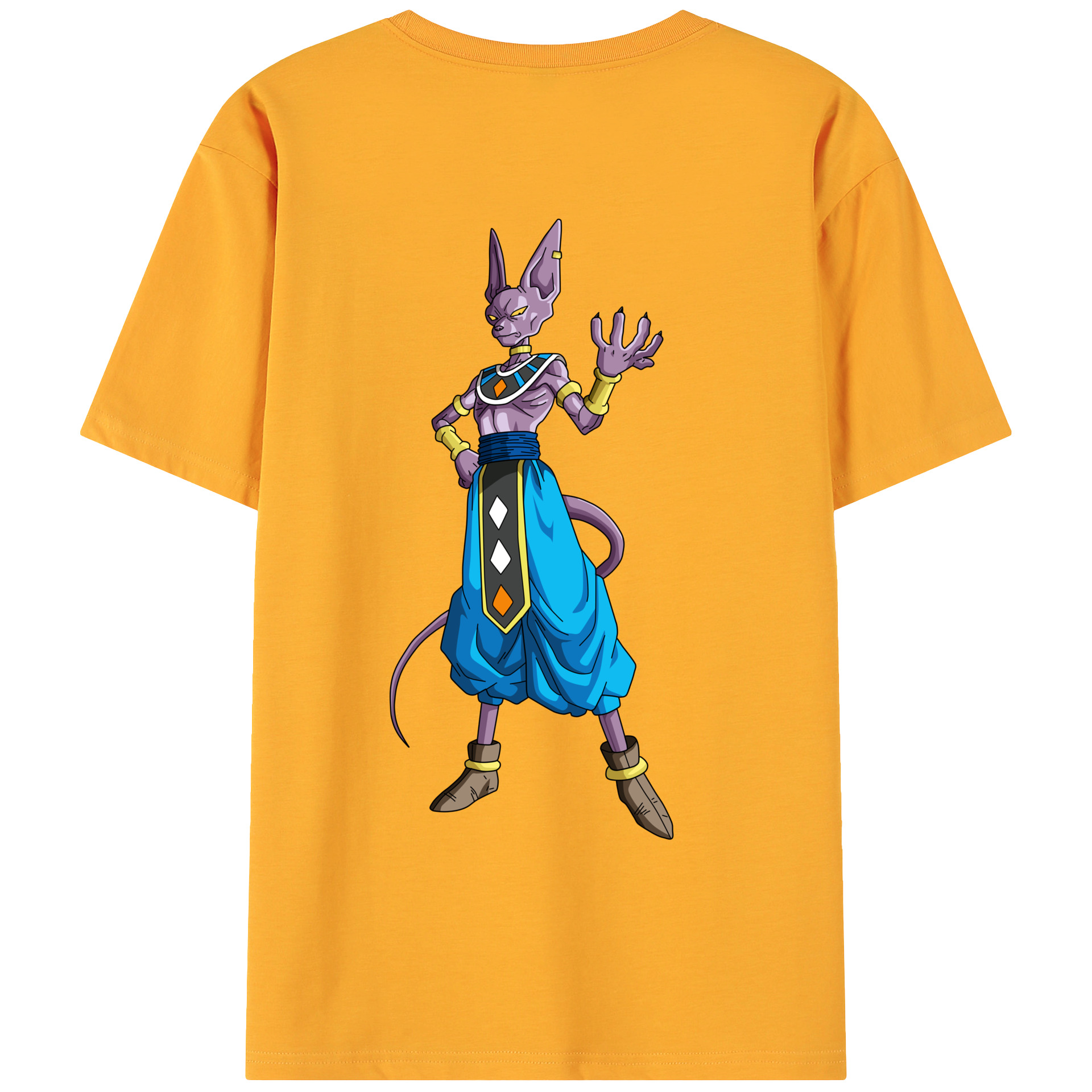 （画像用） ドラゴンボール ビルス 破壊神ビルス DRAGON BALL Beerus Birusu 綿100％ メンズ半袖Tシャツ（バックプリント） 通気性