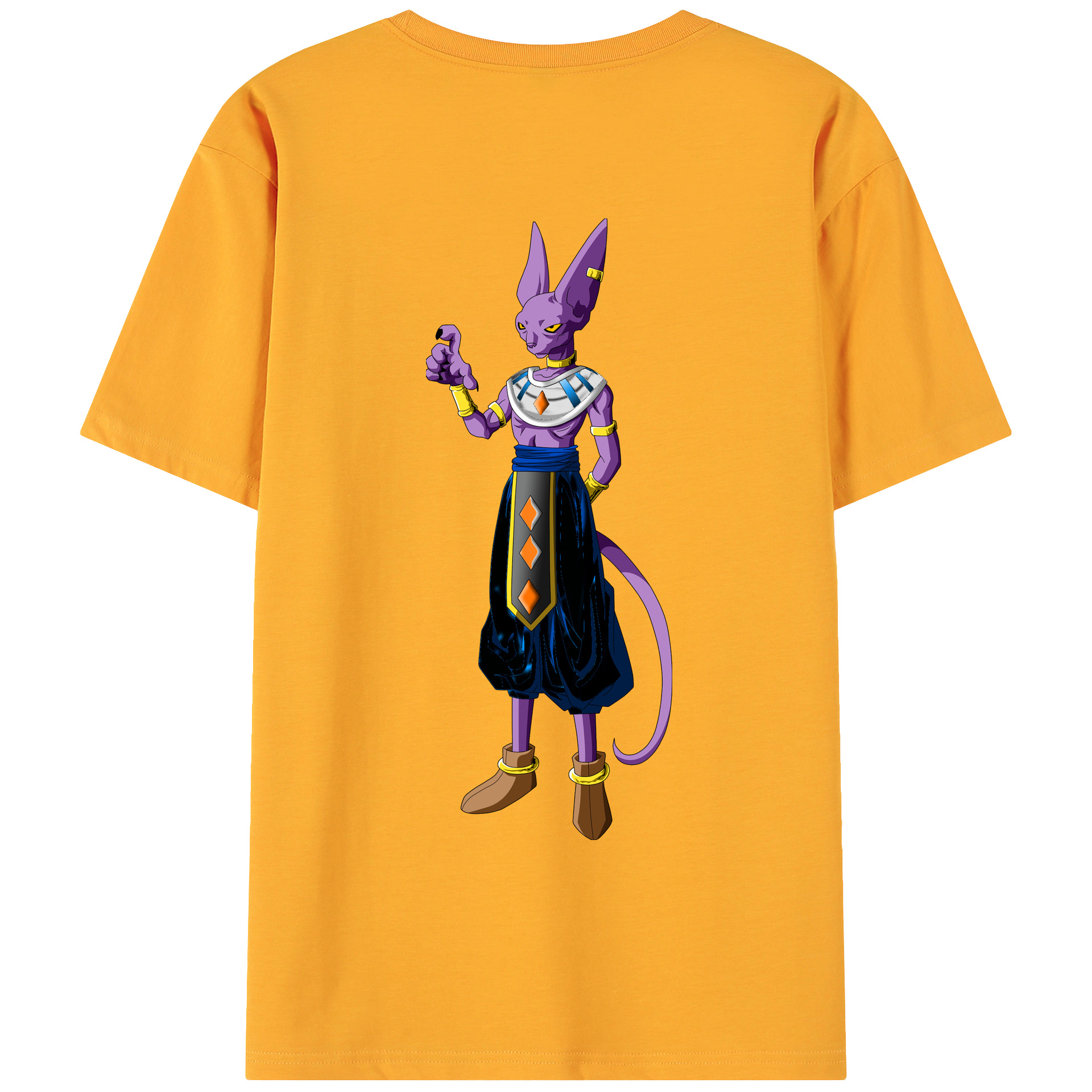 （画像用） ドラゴンボール ビルス 破壊神ビルス DRAGON BALL Beerus Birusu 綿100％ メンズ半袖Tシャツ（バックプリント） 通気性