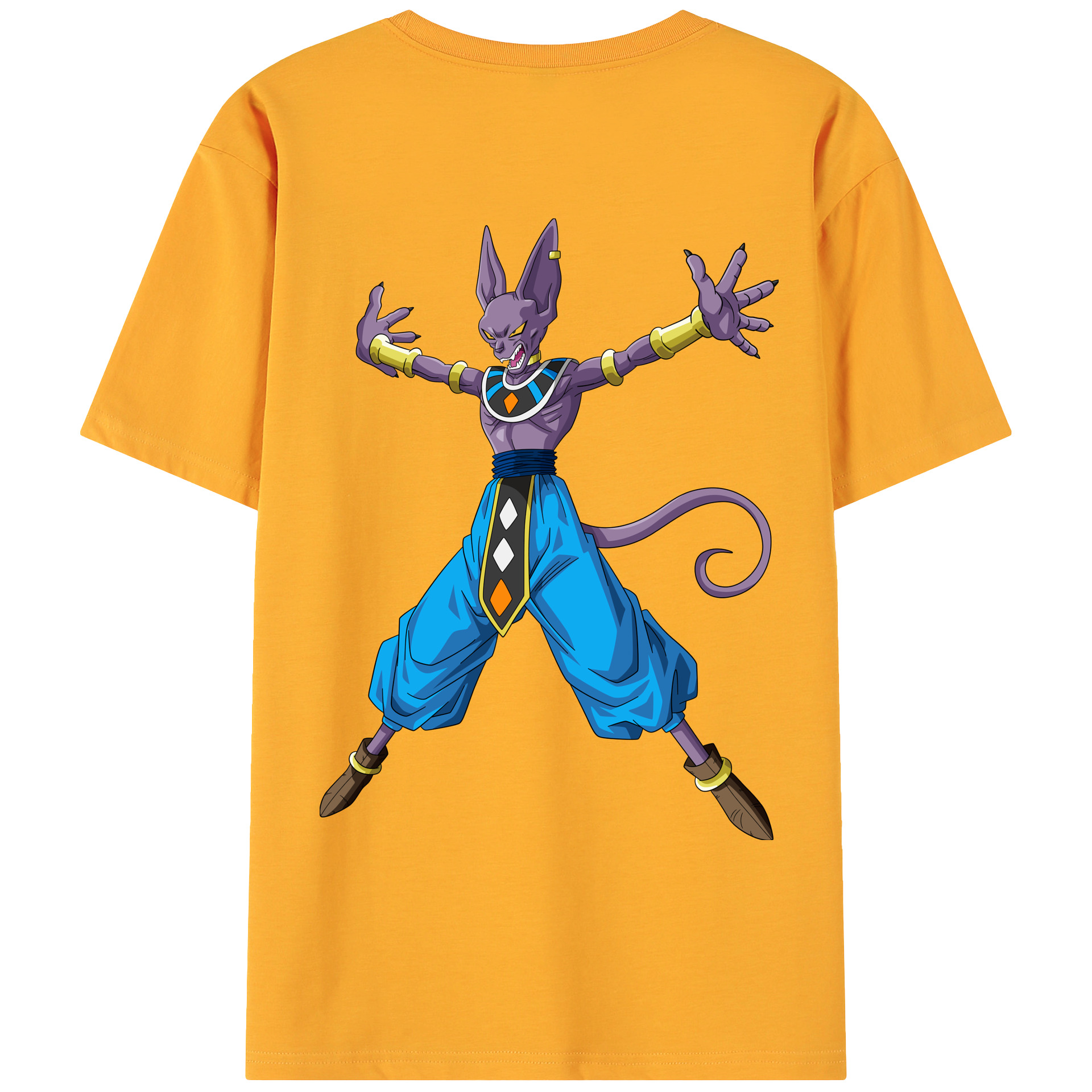 （画像用） ドラゴンボール ビルス 破壊神ビルス DRAGON BALL Beerus Birusu 綿100％ メンズ半袖Tシャツ（バックプリント） 通気性