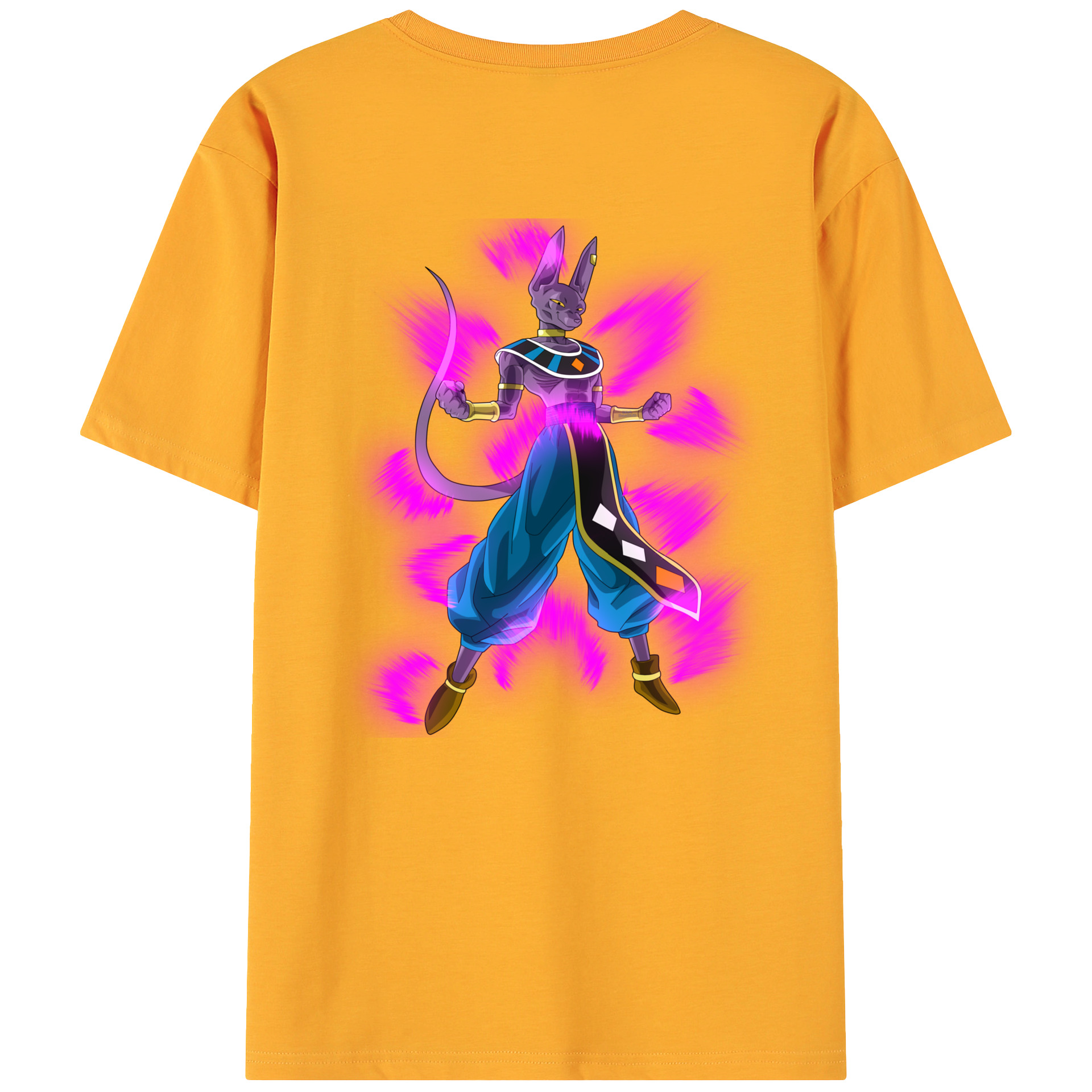 （画像用） ドラゴンボール ビルス 破壊神ビルス DRAGON BALL Beerus Birusu 綿100％ メンズ半袖Tシャツ（バックプリント） 通気性