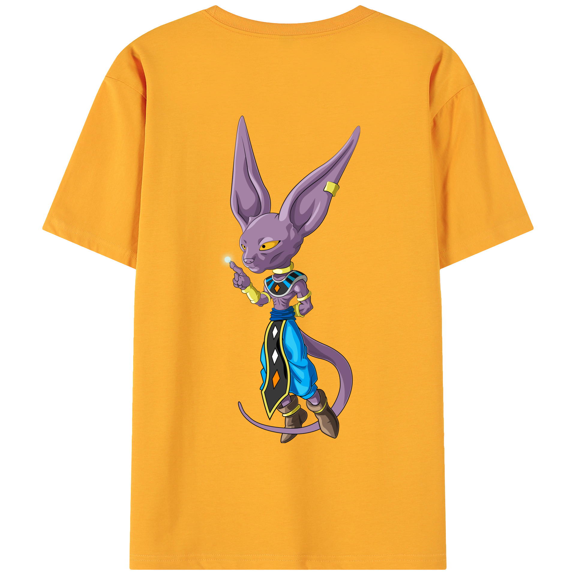 （画像用） ドラゴンボール ビルス 破壊神ビルス DRAGON BALL Beerus Birusu 綿100％ メンズ半袖Tシャツ（バックプリント） 通気性