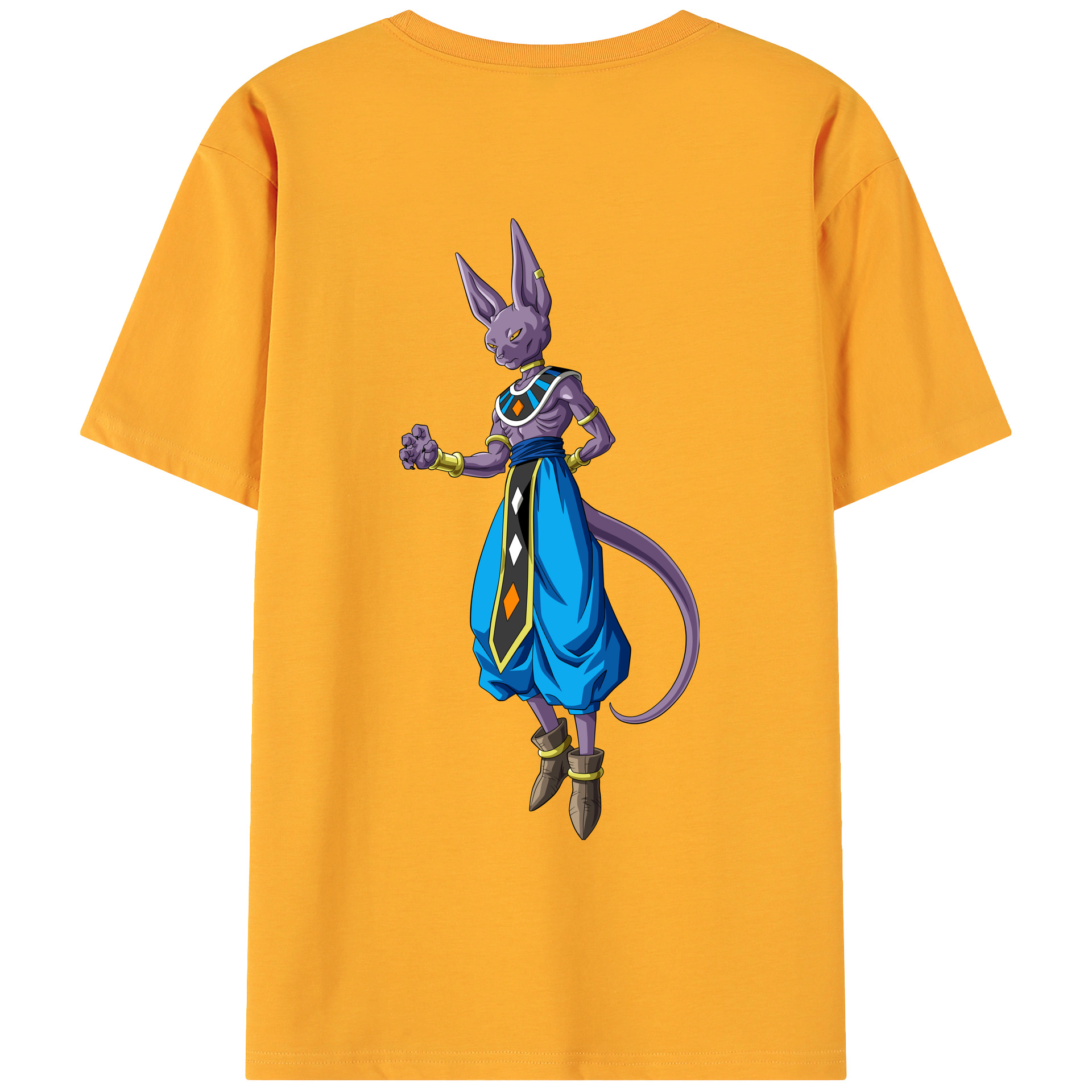 （画像用） ドラゴンボール ビルス 破壊神ビルス DRAGON BALL Beerus Birusu 綿100％ メンズ半袖Tシャツ（バックプリント） 通気性