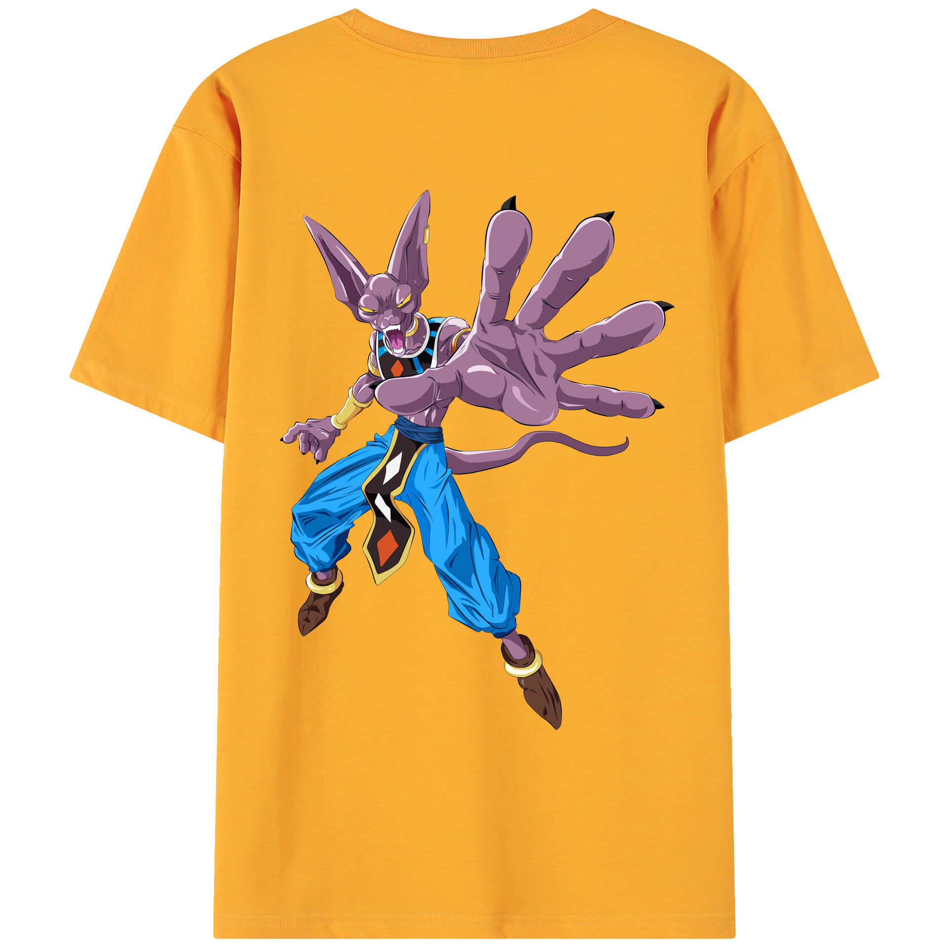 （画像用） ドラゴンボール ビルス 破壊神ビルス DRAGON BALL Beerus Birusu 綿100％ メンズ半袖Tシャツ（バックプリント） 通気性