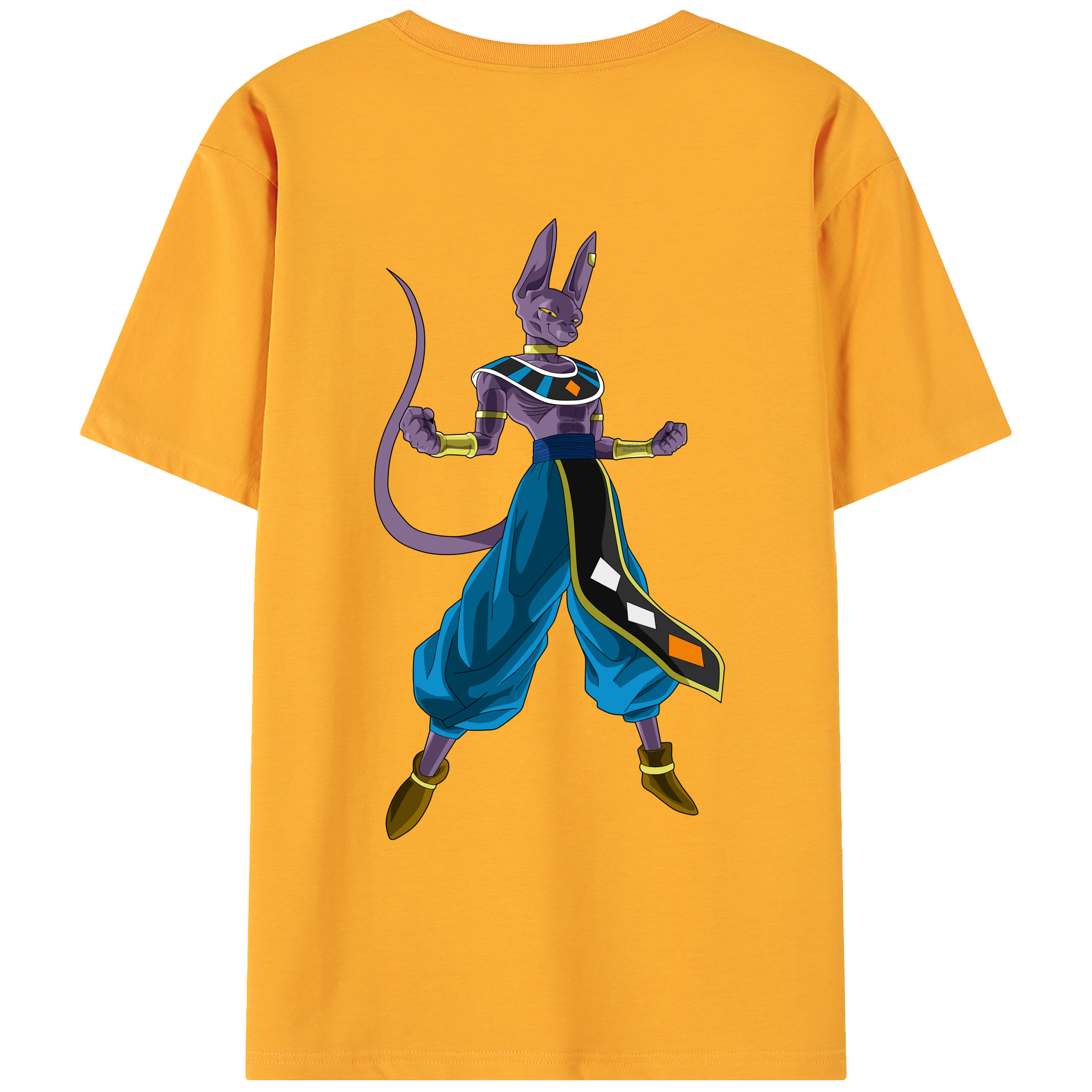 （画像用） ドラゴンボール ビルス 破壊神ビルス DRAGON BALL Beerus Birusu 綿100％ メンズ半袖Tシャツ（バックプリント） 通気性