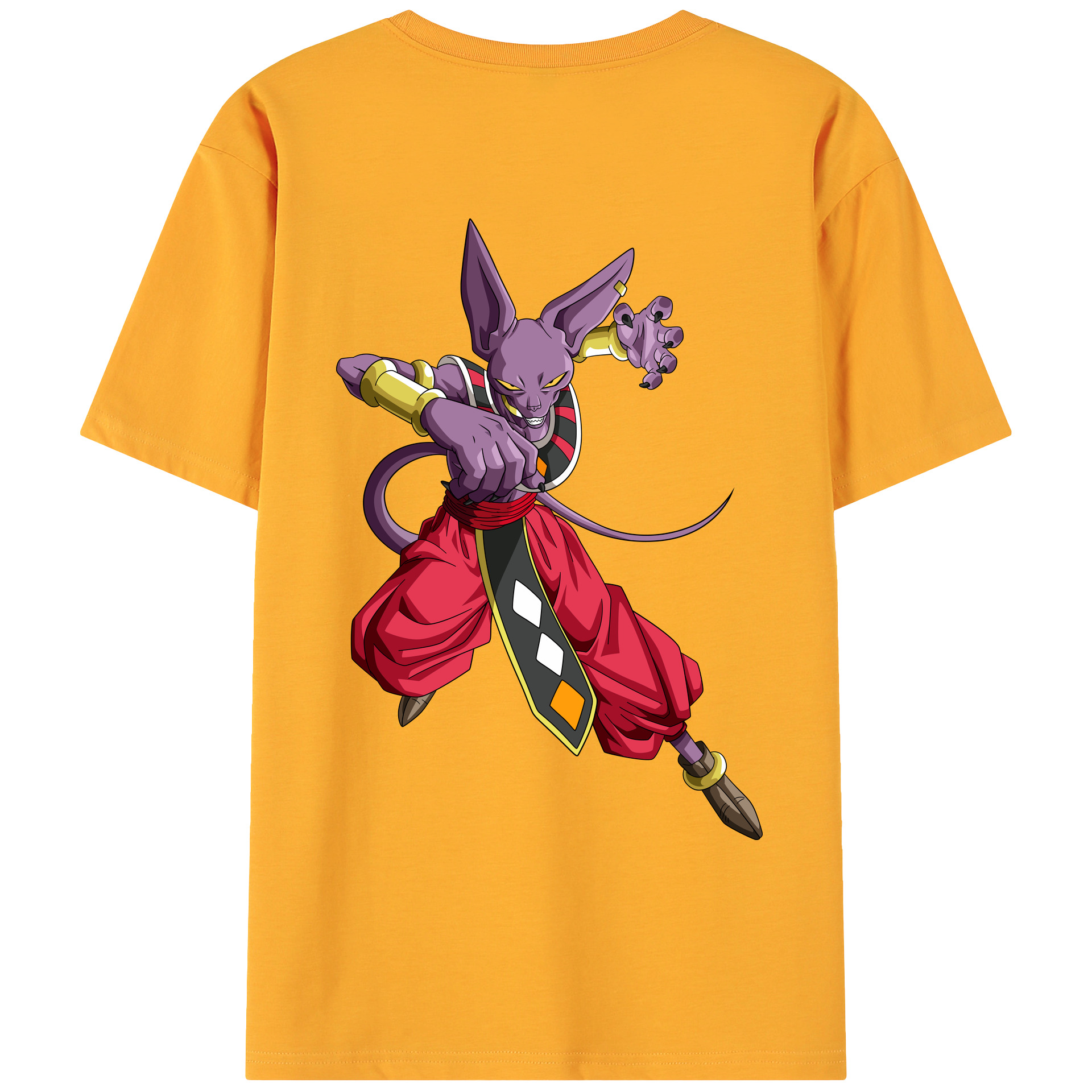 （画像用） ドラゴンボール ビルス 破壊神ビルス DRAGON BALL Beerus Birusu 綿100％ メンズ半袖Tシャツ（バックプリント） 通気性