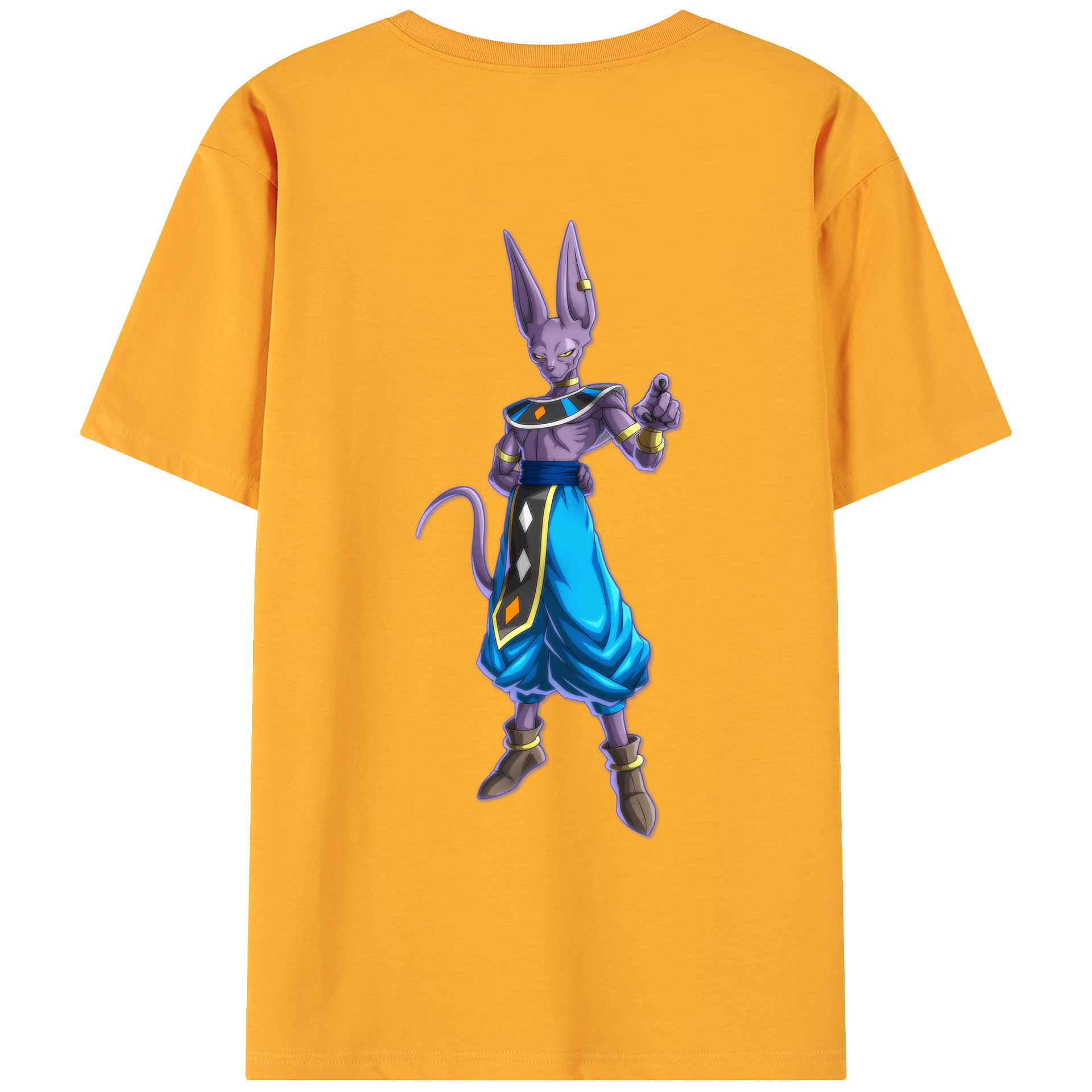 （画像用） ドラゴンボール ビルス 破壊神ビルス DRAGON BALL Beerus Birusu 綿100％ メンズ半袖Tシャツ（バックプリント） 通気性