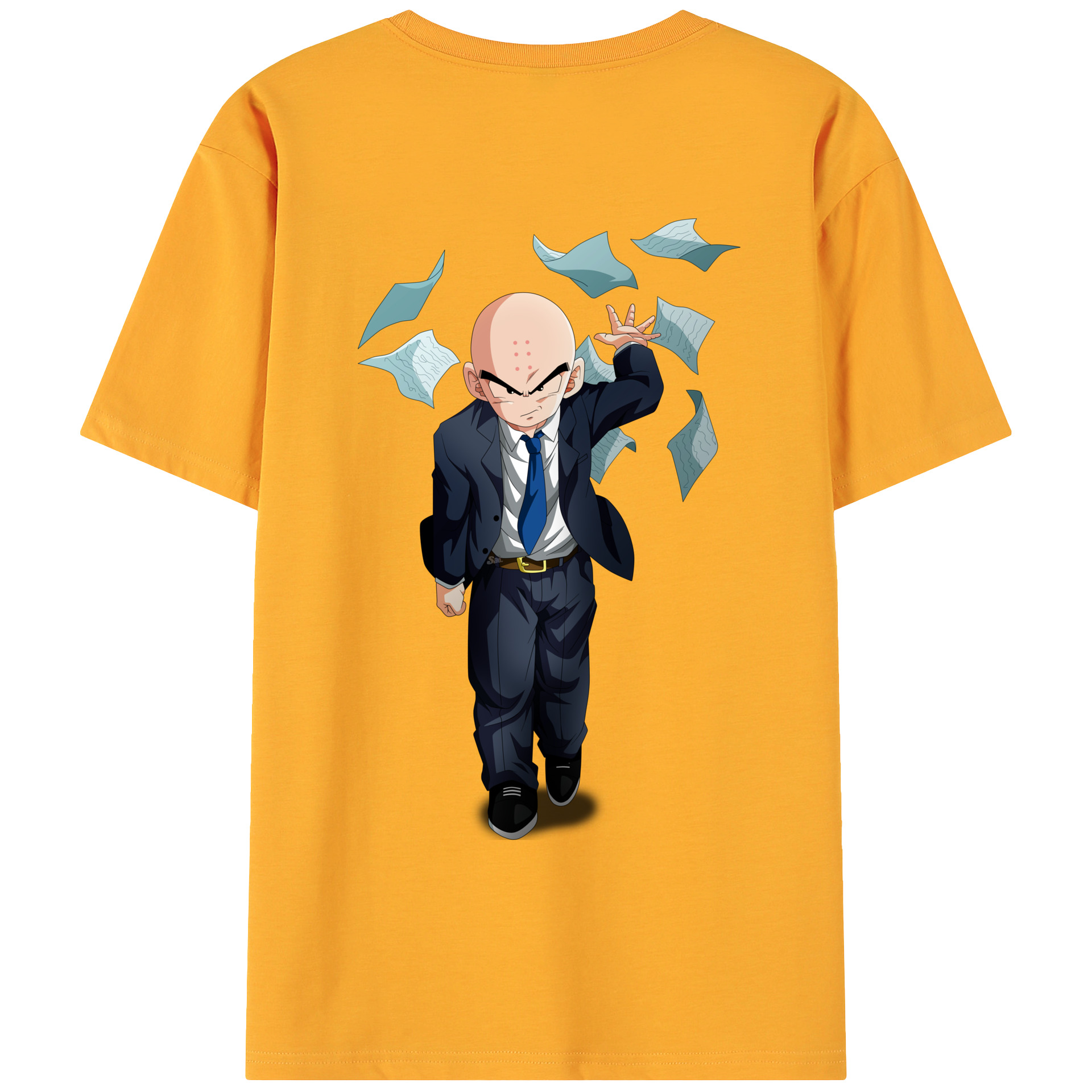 （画像用） ドラゴンボール クリリン DRAGON BALL krillin 綿100％ メンズ半袖Tシャツ（バックプリント） 通気性