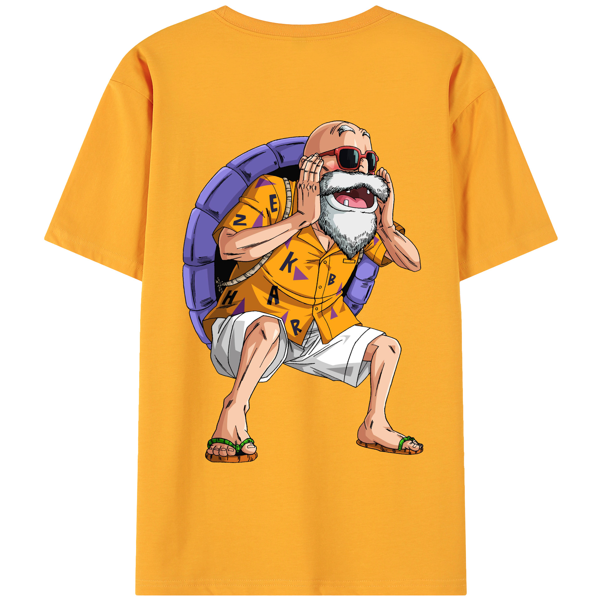 （画像用） ドラゴンボール 亀仙人（かめせんにん） DRAGON BALL Master Roshi Kame Sennin 綿100％ メンズ半袖Tシャツ（バックプリント） 通気性