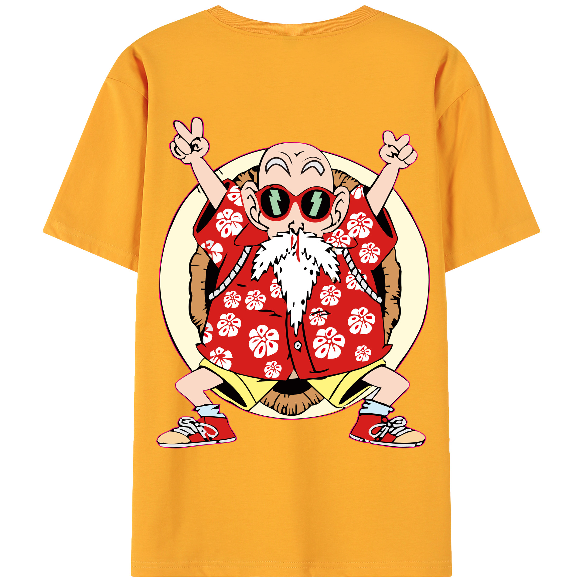 （画像用） ドラゴンボール 亀仙人（かめせんにん） DRAGON BALL Master Roshi Kame Sennin 綿100％ メンズ半袖Tシャツ（バックプリント） 通気性