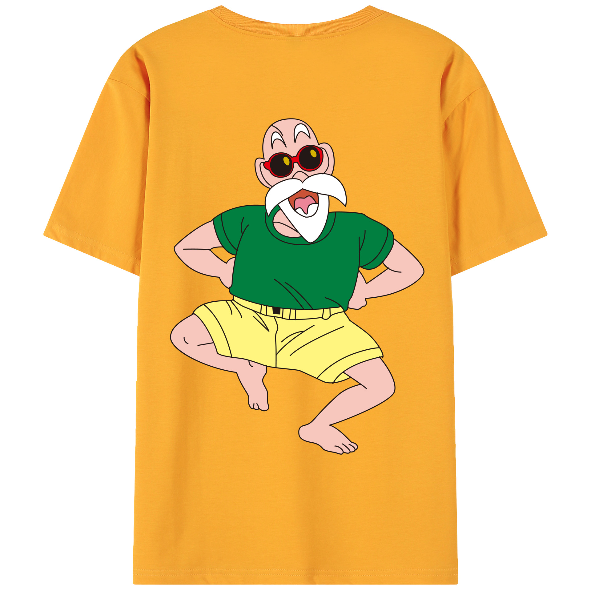 （画像用） ドラゴンボール 亀仙人（かめせんにん） DRAGON BALL Master Roshi Kame Sennin 綿100％ メンズ半袖Tシャツ（バックプリント） 通気性