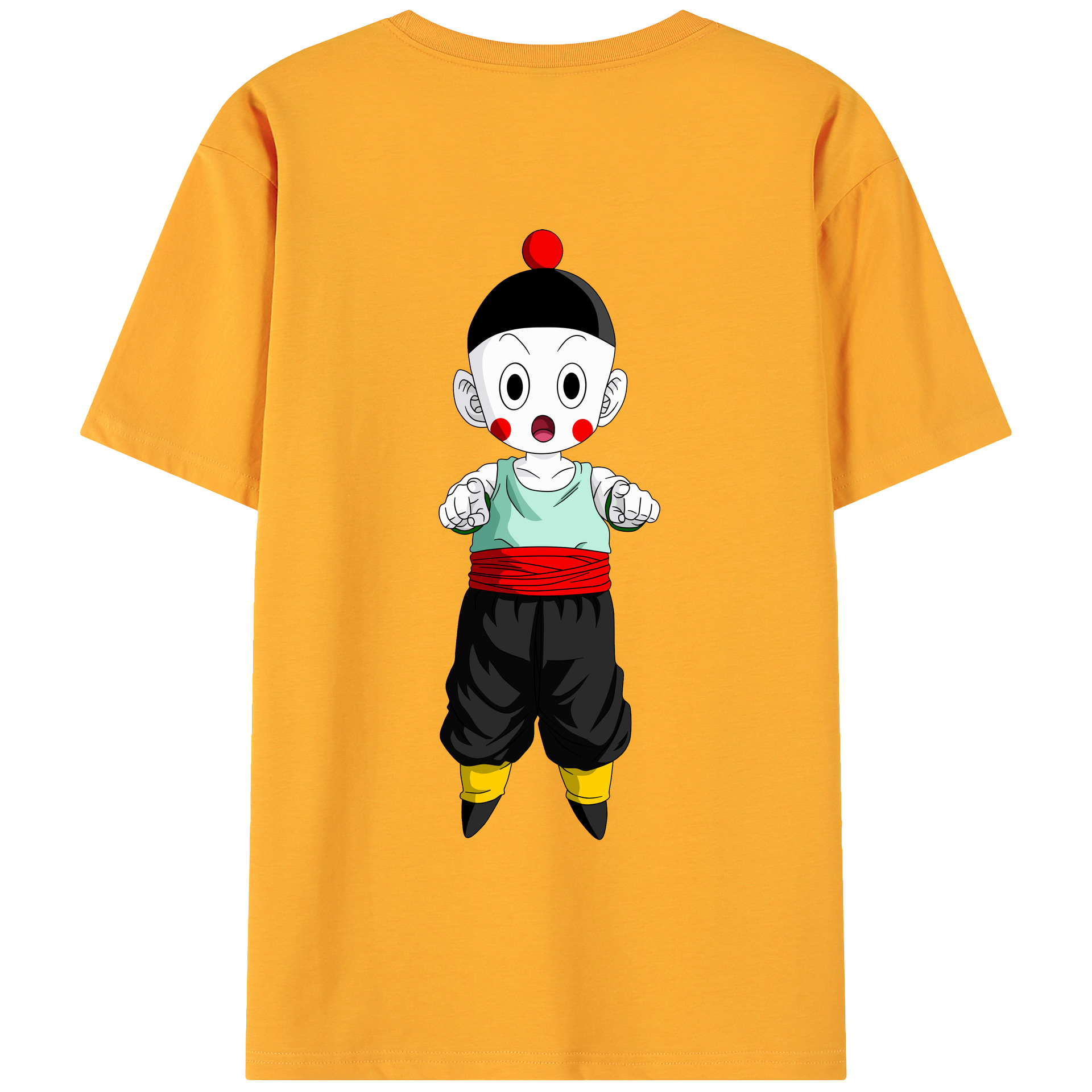 （画像用） ドラゴンボール 餃子（チャオズ）DRAGON BALL Chaoz 綿100％ メンズ半袖Tシャツ（バックプリント） 通気性