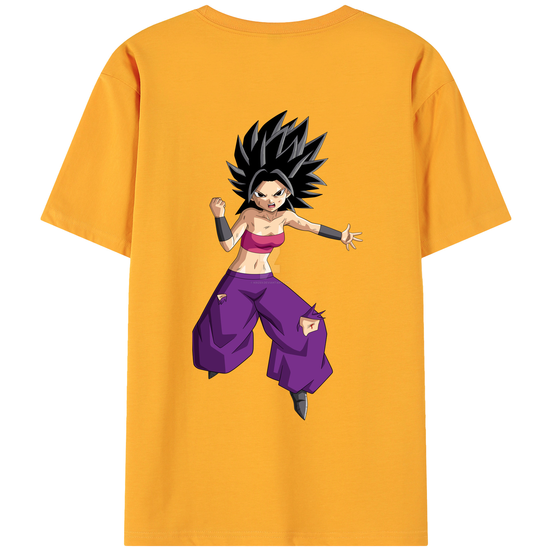 （画像用） ドラゴンボール カリフラ DRAGON BALL Caulifla 綿100％ メンズ半袖Tシャツ（バックプリント） 通気性