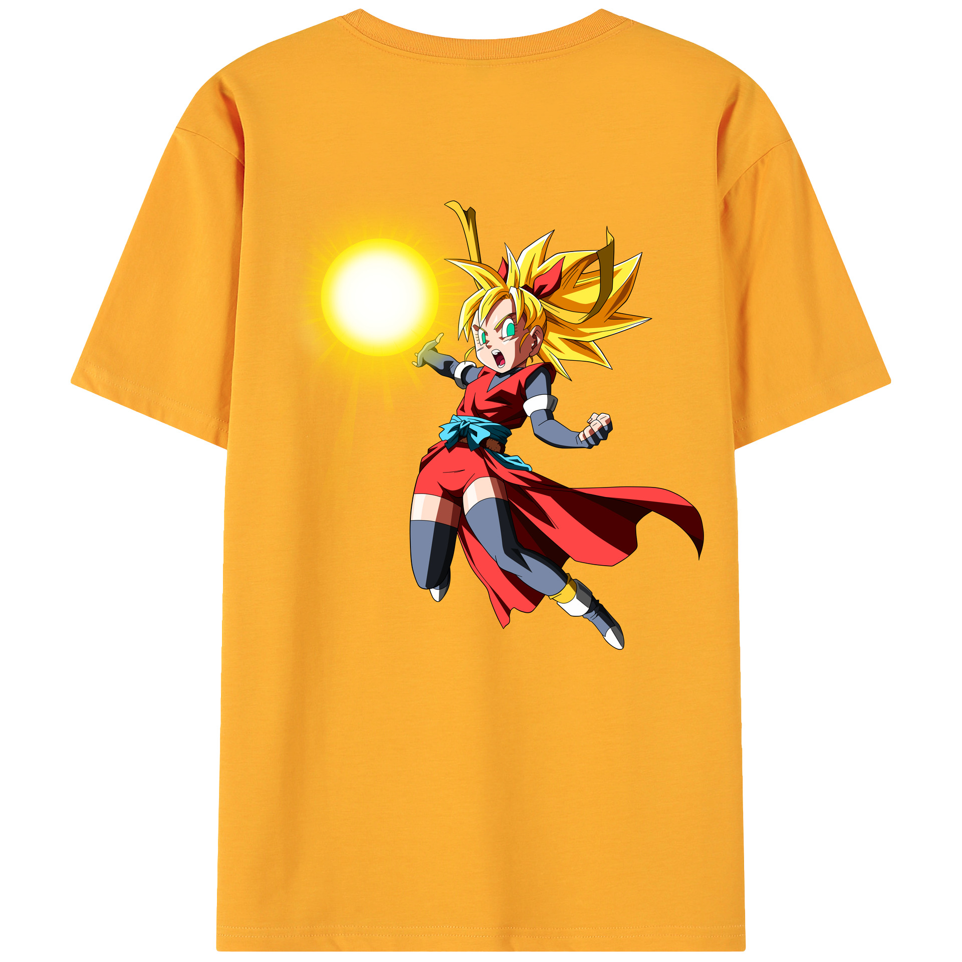 （画像用） ドラゴンボール カリフラ DRAGON BALL Caulifla 綿100％ メンズ半袖Tシャツ（バックプリント） 通気性