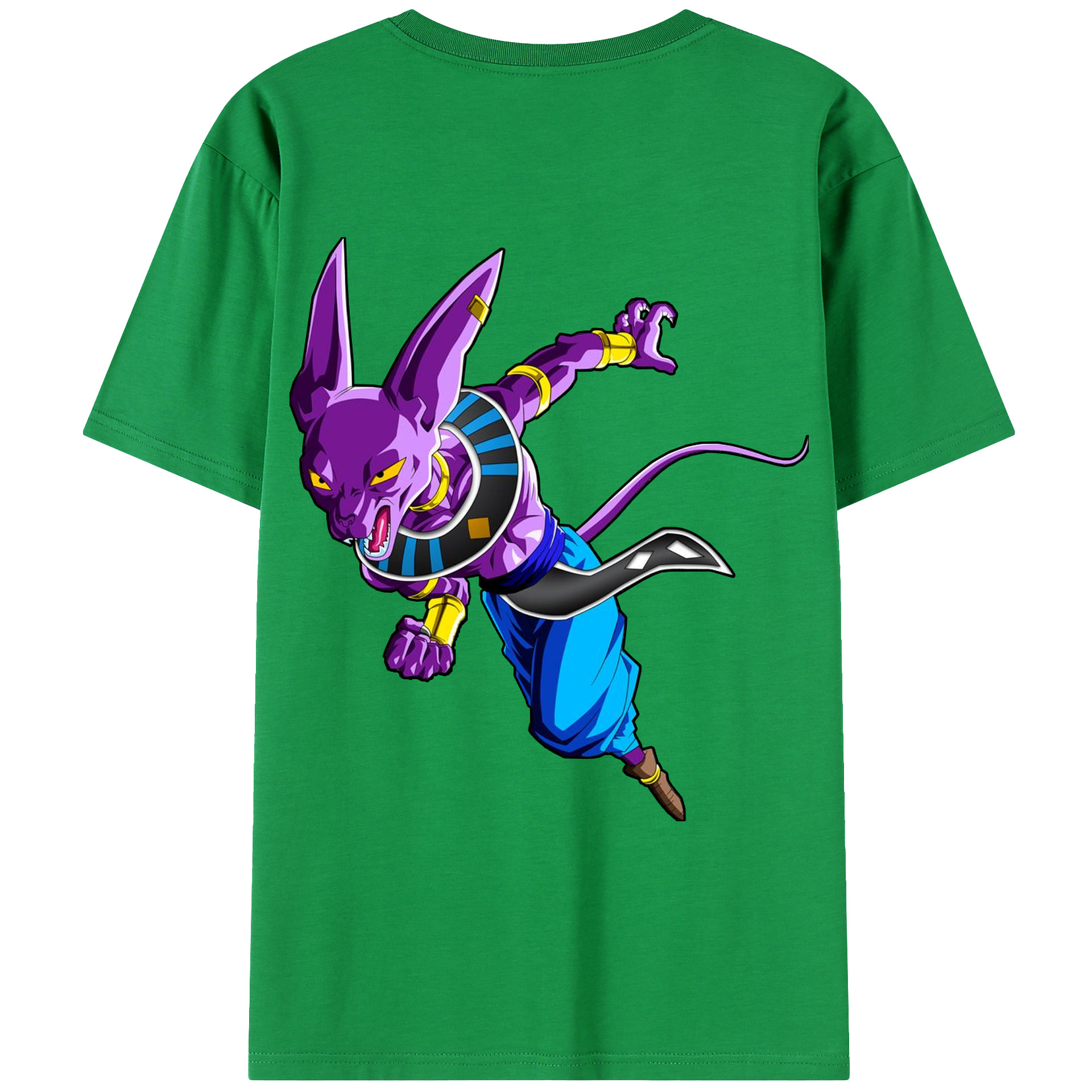 （画像用） ドラゴンボール ビルス 破壊神ビルス DRAGON BALL Beerus Birusu 綿100％ メンズ半袖Tシャツ（バックプリント） 通気性