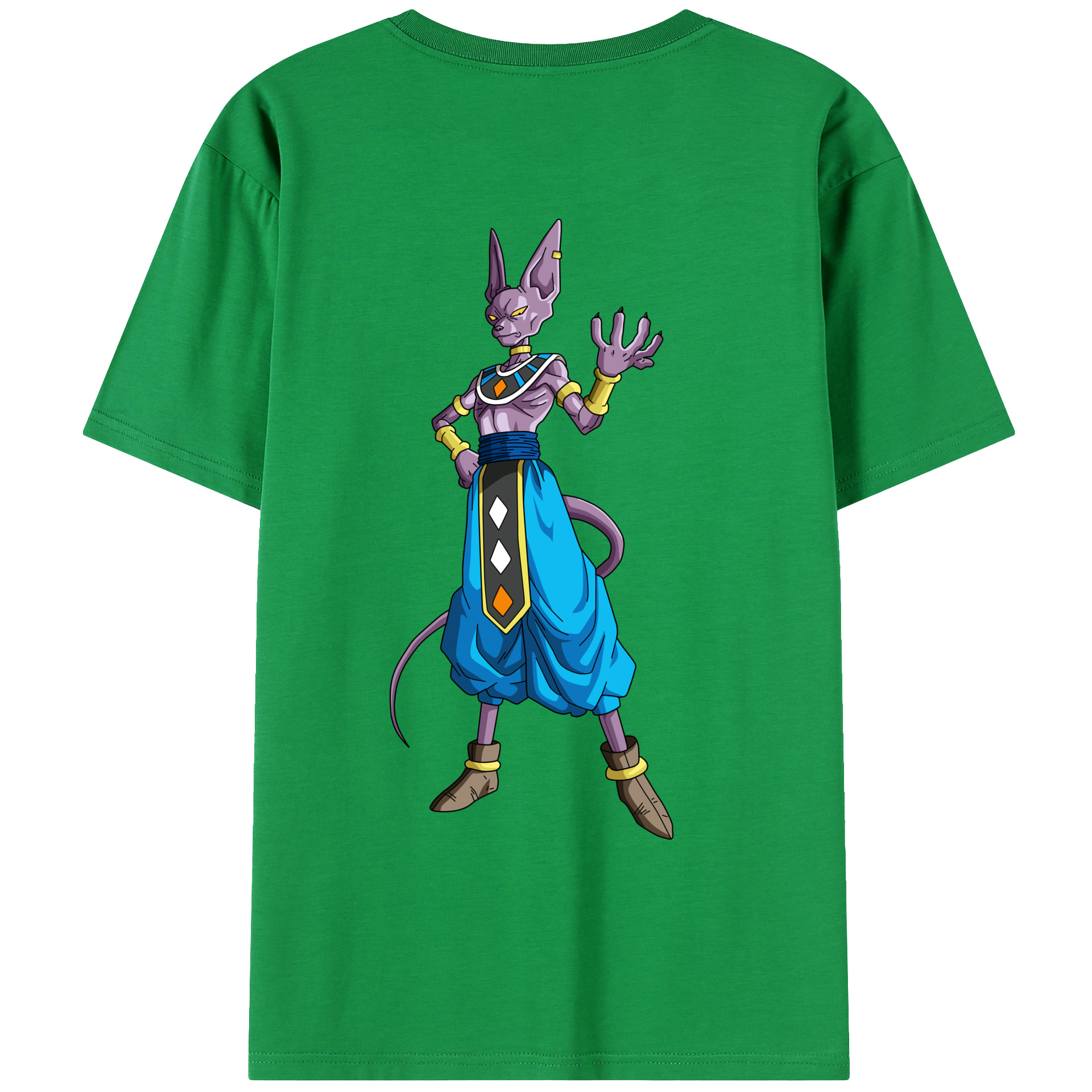 （画像用） ドラゴンボール ビルス 破壊神ビルス DRAGON BALL Beerus Birusu 綿100％ メンズ半袖Tシャツ（バックプリント） 通気性