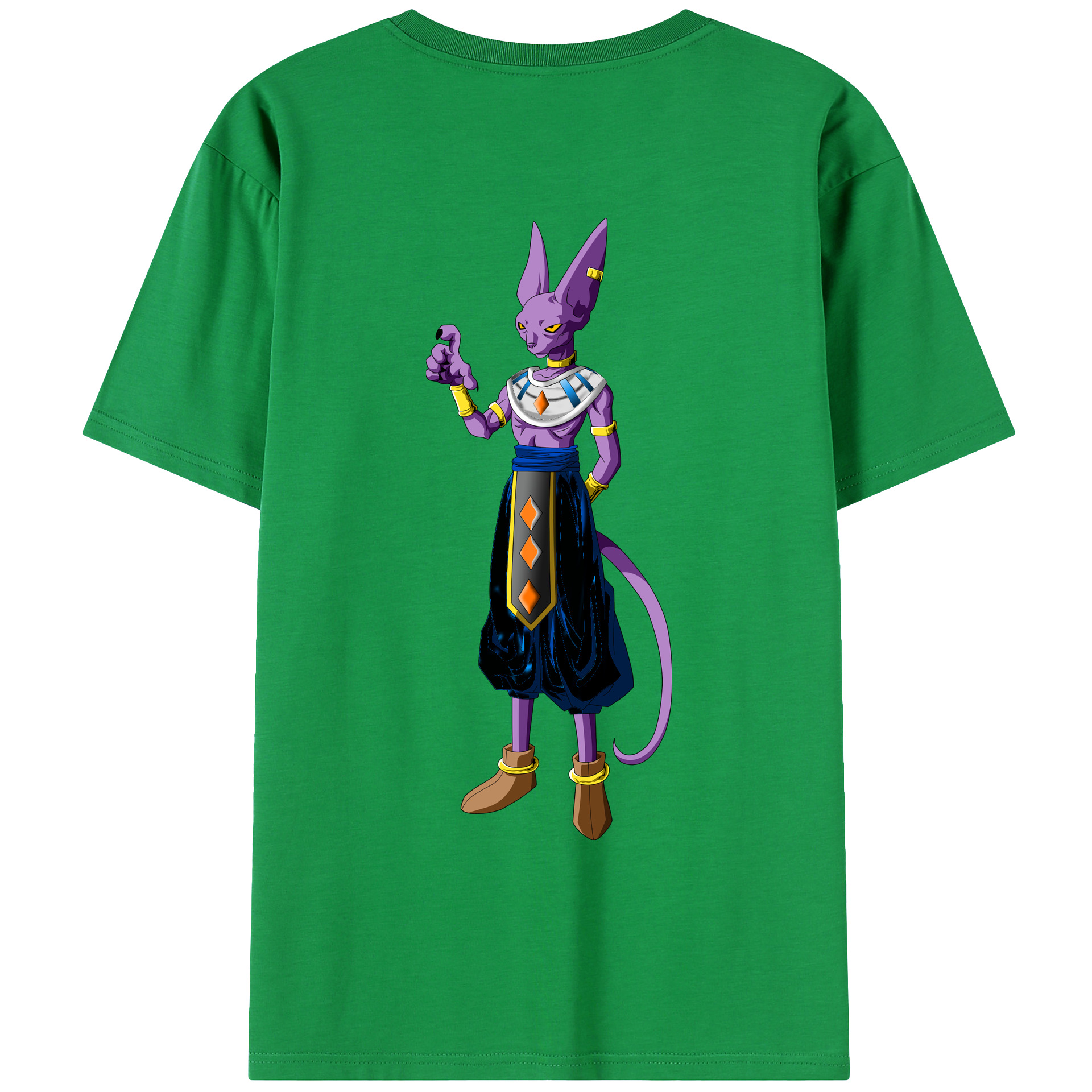 （画像用） ドラゴンボール ビルス 破壊神ビルス DRAGON BALL Beerus Birusu 綿100％ メンズ半袖Tシャツ（バックプリント） 通気性