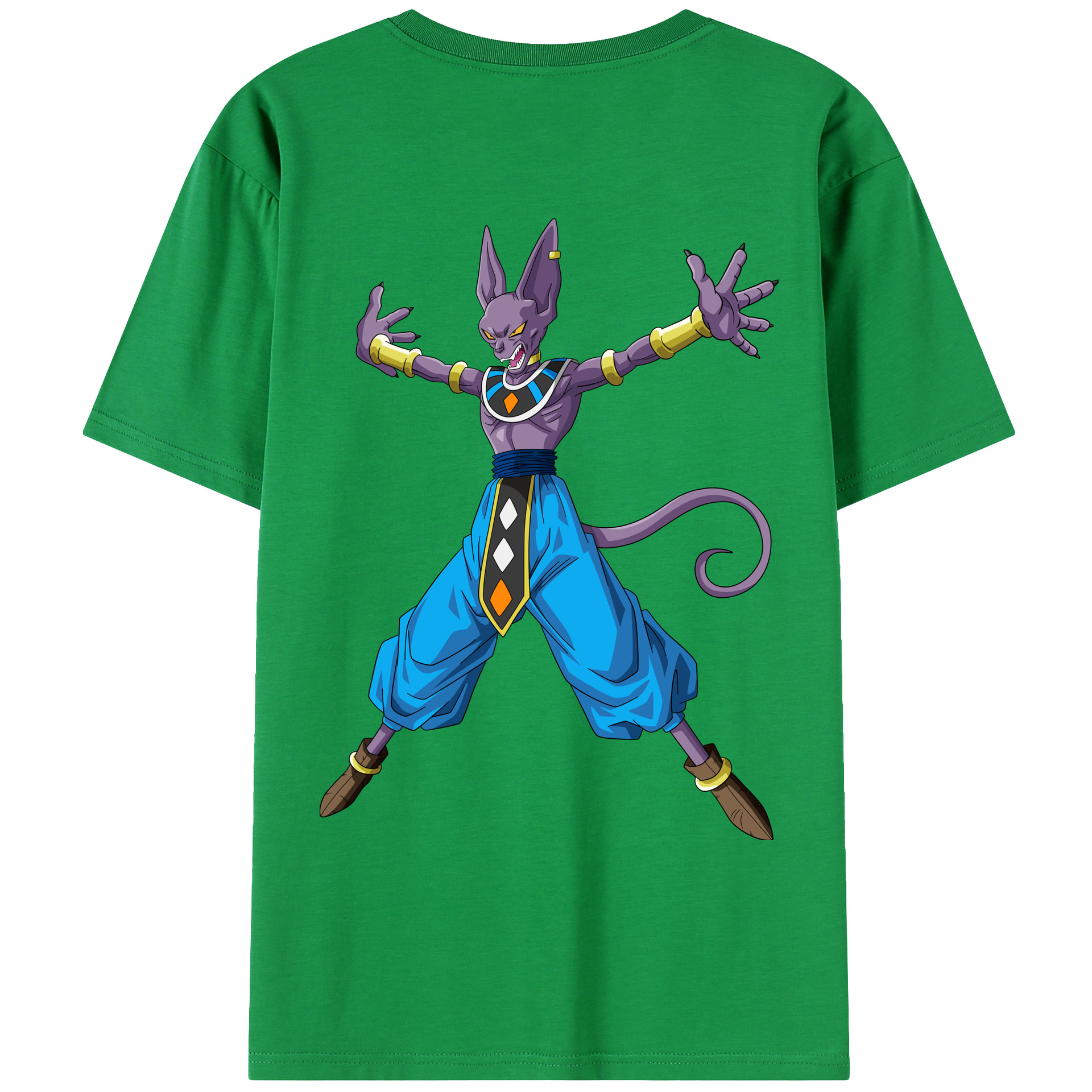 （画像用） ドラゴンボール ビルス 破壊神ビルス DRAGON BALL Beerus Birusu 綿100％ メンズ半袖Tシャツ（バックプリント） 通気性