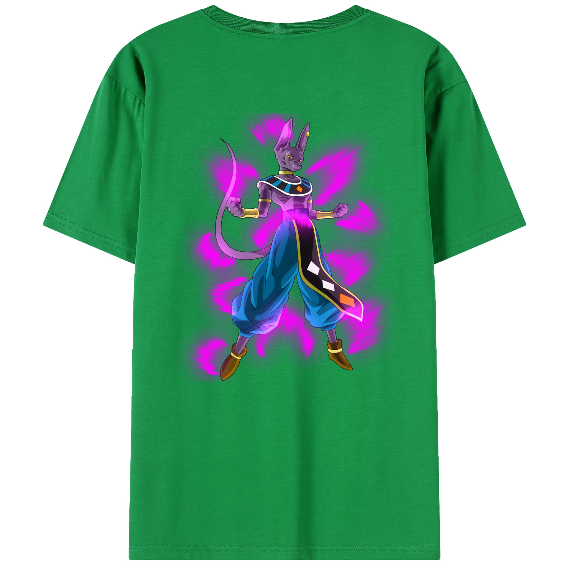 （画像用） ドラゴンボール ビルス 破壊神ビルス DRAGON BALL Beerus Birusu 綿100％ メンズ半袖Tシャツ（バックプリント） 通気性