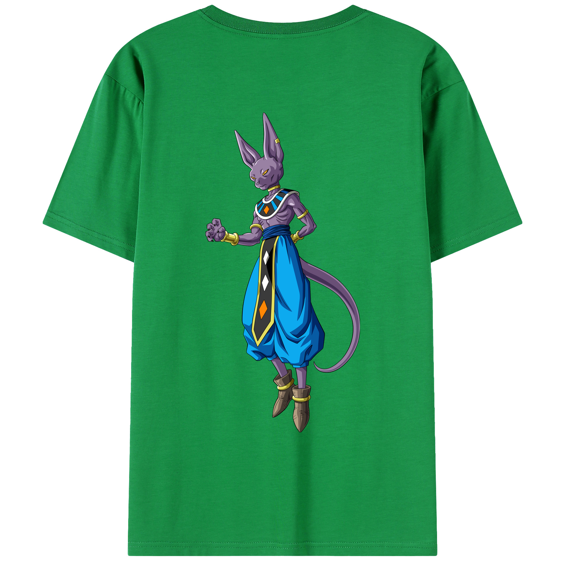 （画像用） ドラゴンボール ビルス 破壊神ビルス DRAGON BALL Beerus Birusu 綿100％ メンズ半袖Tシャツ（バックプリント） 通気性