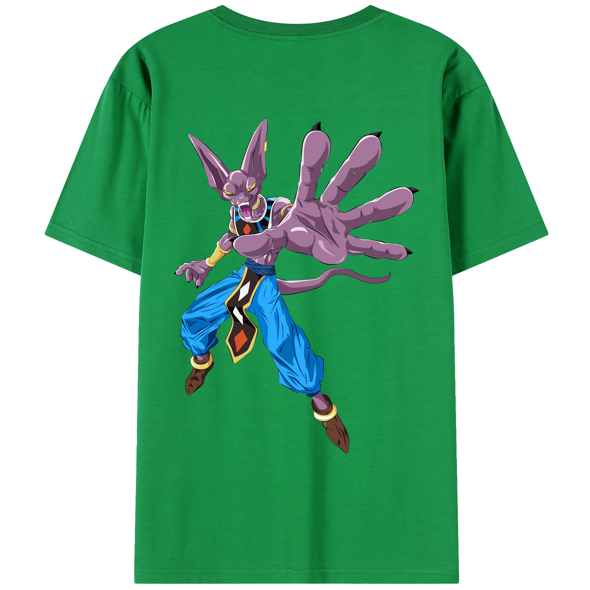 （画像用） ドラゴンボール ビルス 破壊神ビルス DRAGON BALL Beerus Birusu 綿100％ メンズ半袖Tシャツ（バックプリント） 通気性