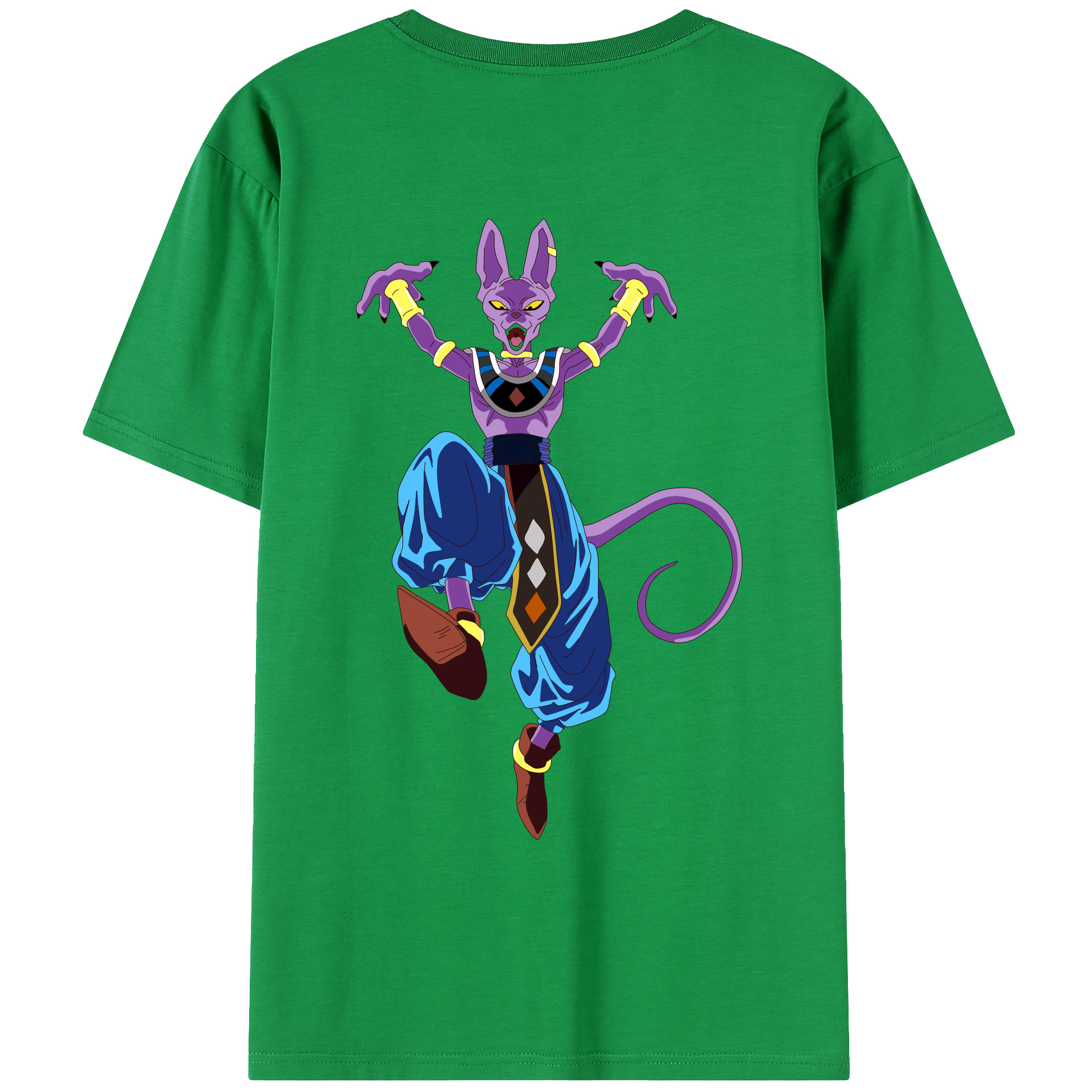 （画像用） ドラゴンボール ビルス 破壊神ビルス DRAGON BALL Beerus Birusu 綿100％ メンズ半袖Tシャツ（バックプリント） 通気性