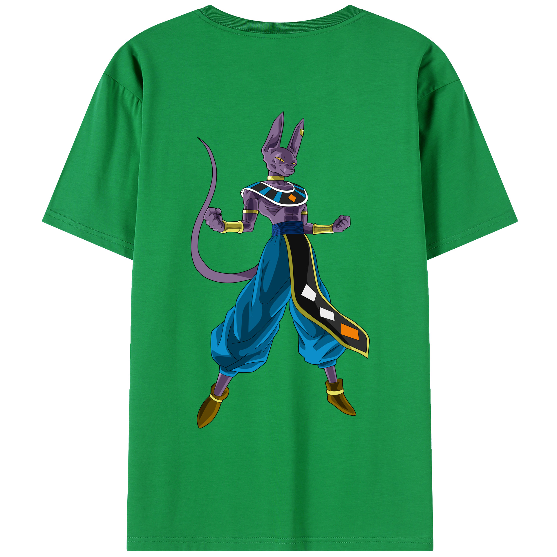 （画像用） ドラゴンボール ビルス 破壊神ビルス DRAGON BALL Beerus Birusu 綿100％ メンズ半袖Tシャツ（バックプリント） 通気性