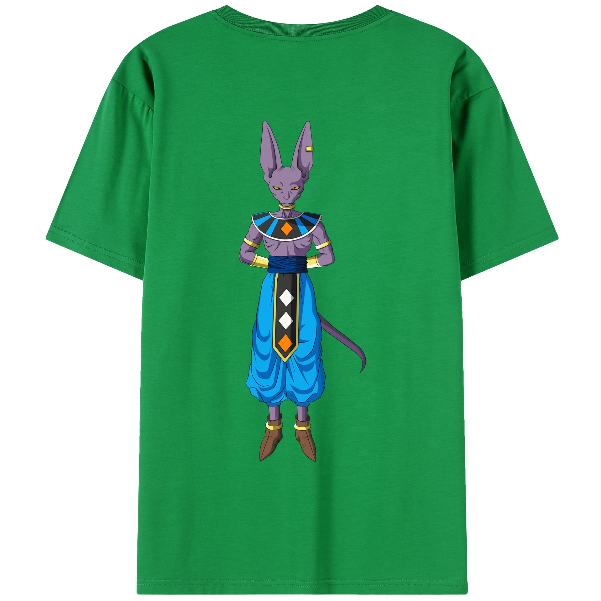 （画像用） ドラゴンボール ビルス 破壊神ビルス DRAGON BALL Beerus Birusu 綿100％ メンズ半袖Tシャツ（バックプリント） 通気性