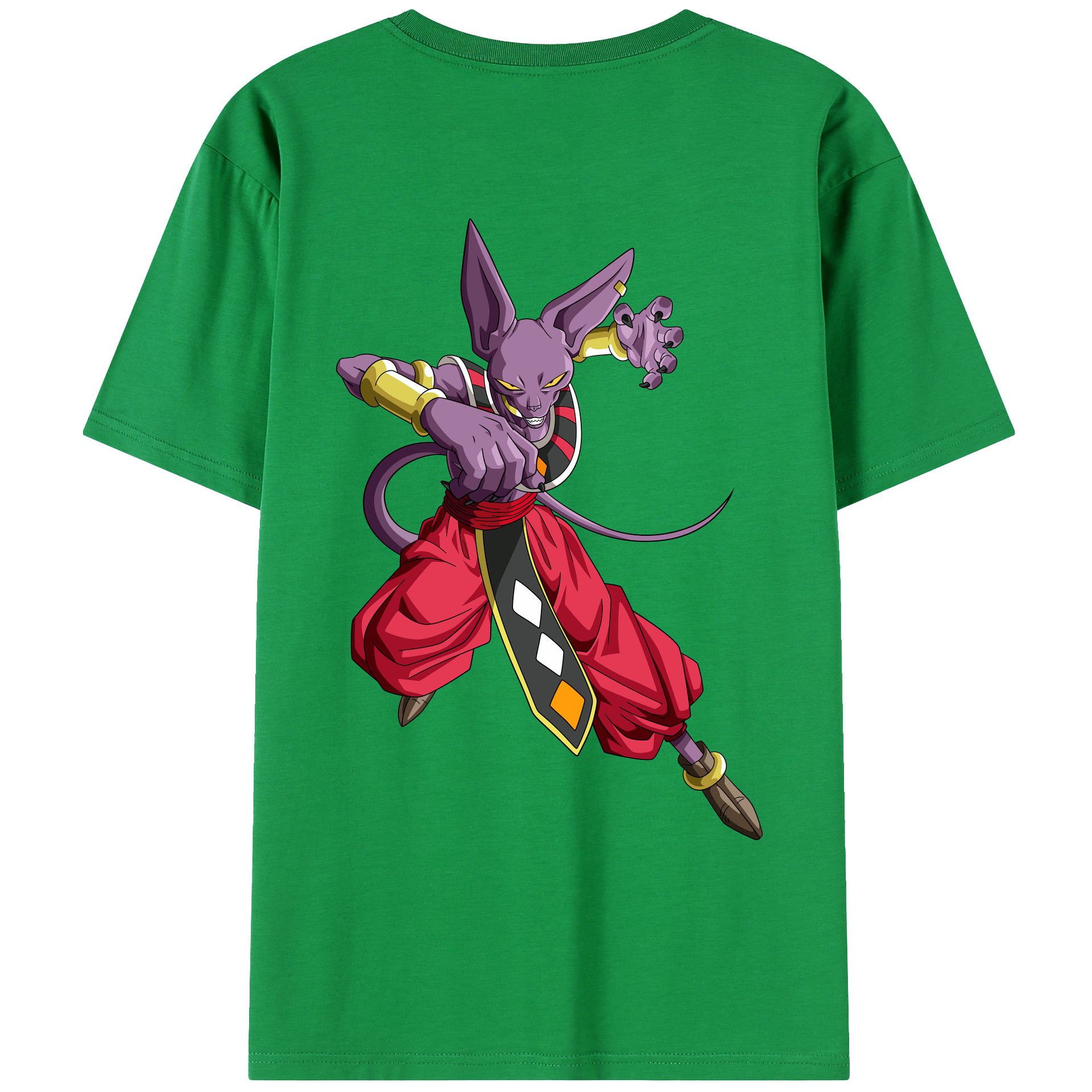 （画像用） ドラゴンボール ビルス 破壊神ビルス DRAGON BALL Beerus Birusu 綿100％ メンズ半袖Tシャツ（バックプリント） 通気性