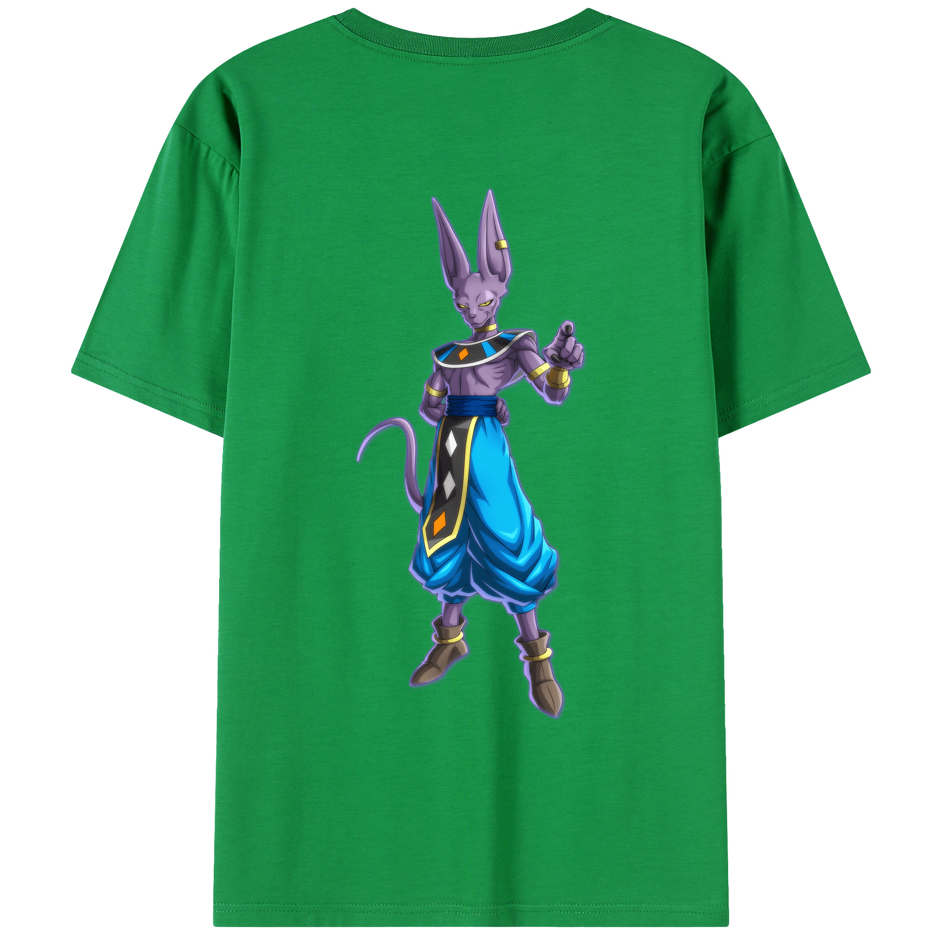 （画像用） ドラゴンボール ビルス 破壊神ビルス DRAGON BALL Beerus Birusu 綿100％ メンズ半袖Tシャツ（バックプリント） 通気性