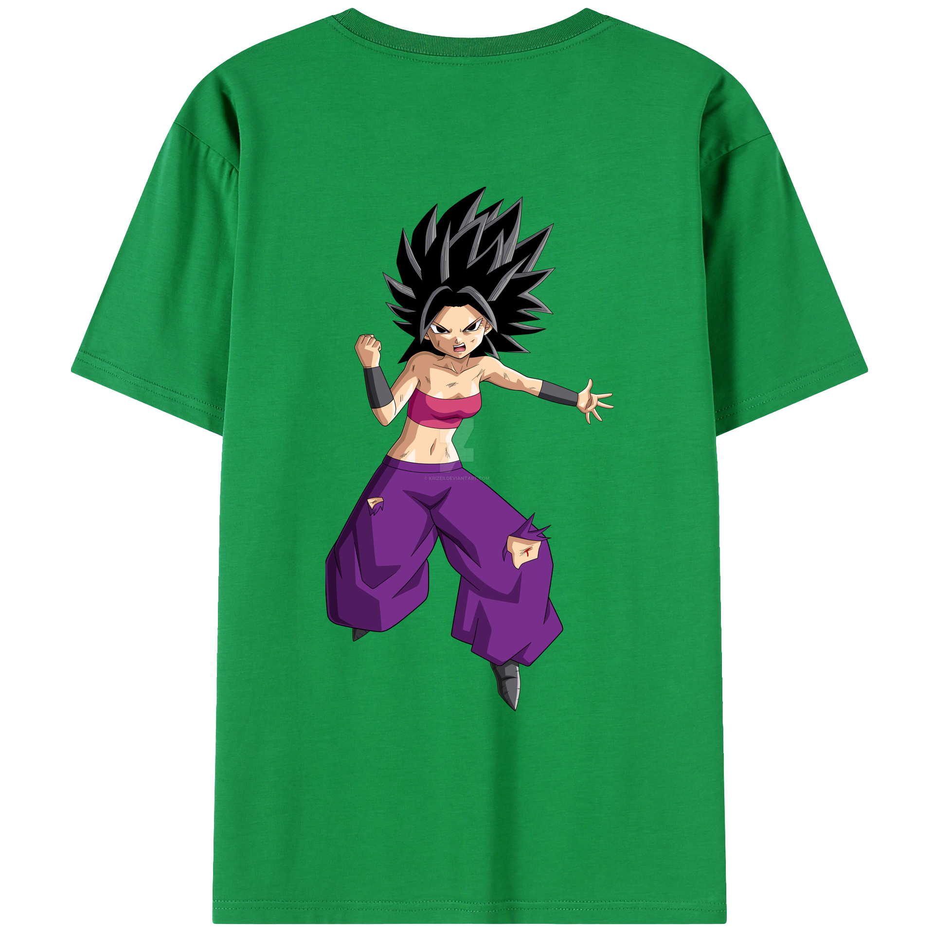 （画像用） ドラゴンボール カリフラ DRAGON BALL Caulifla 綿100％ メンズ半袖Tシャツ（バックプリント） 通気性
