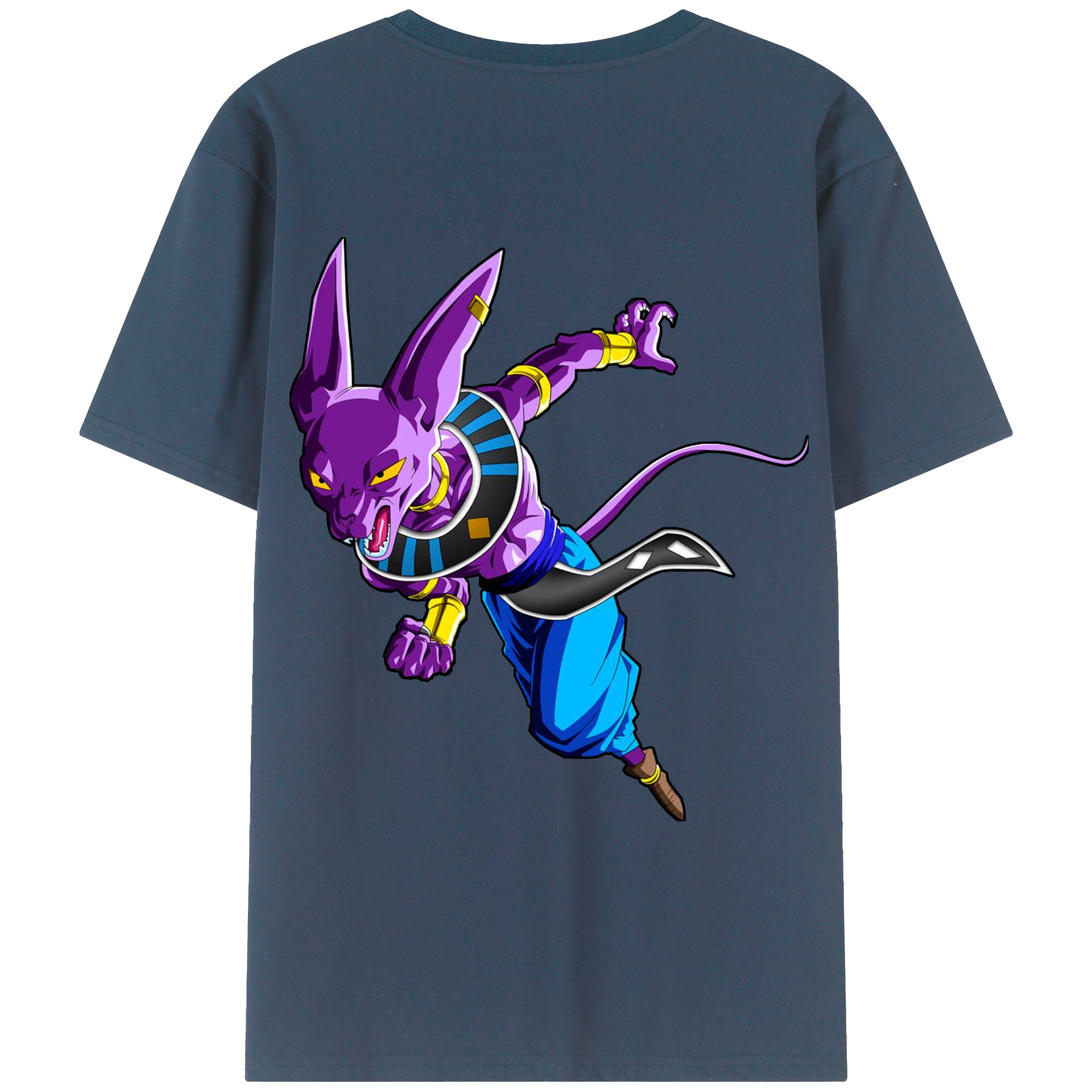 （画像用） ドラゴンボール ビルス 破壊神ビルス DRAGON BALL Beerus Birusu 綿100％ メンズ半袖Tシャツ（バックプリント） 通気性