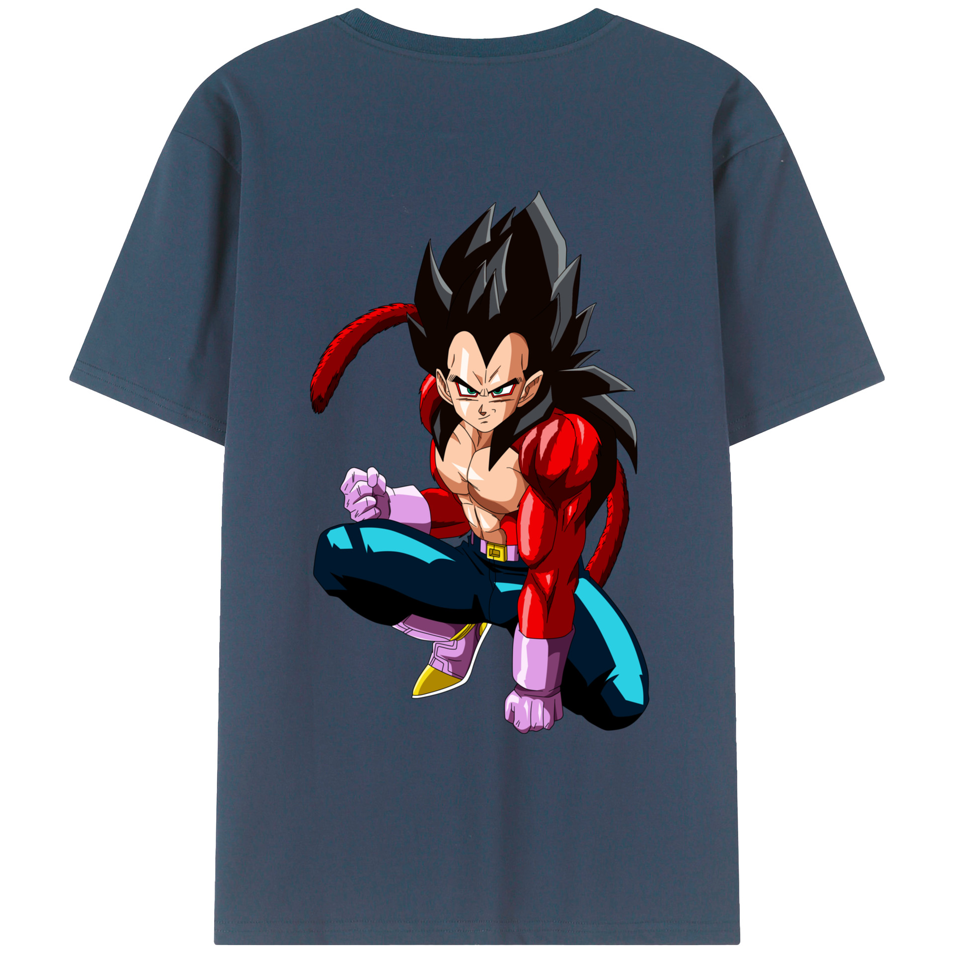 （画像用） ドラゴンボール ベジータ四世（Bejīta Yonsei）DRAGON BALL Vegeta IV 綿100％ メンズ半袖Tシャツ（バックプリント） 通気性