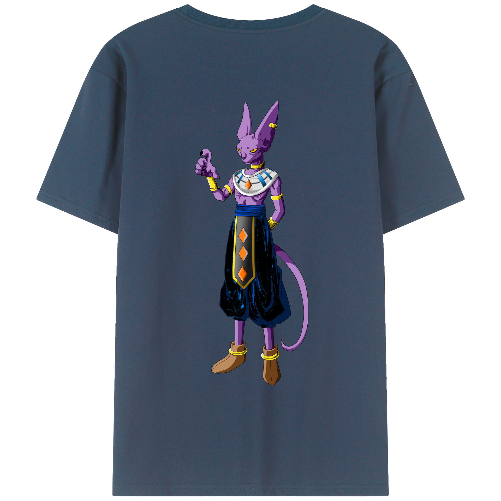 （画像用） ドラゴンボール ビルス 破壊神ビルス DRAGON BALL Beerus Birusu 綿100％ メンズ半袖Tシャツ（バックプリント） 通気性