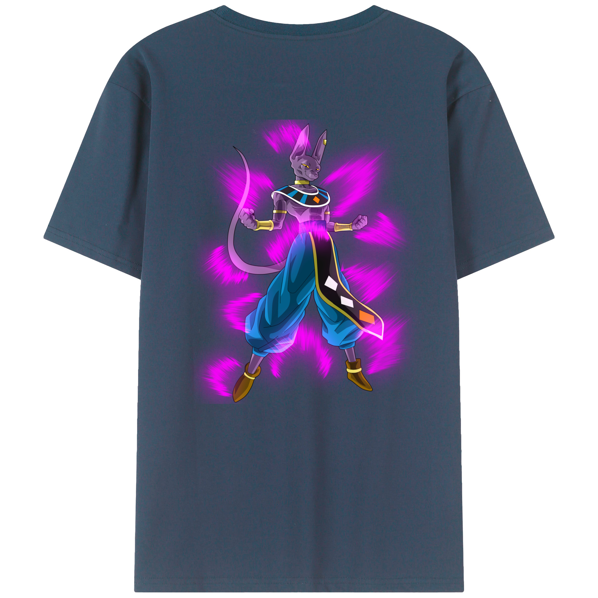 （画像用） ドラゴンボール ビルス 破壊神ビルス DRAGON BALL Beerus Birusu 綿100％ メンズ半袖Tシャツ（バックプリント） 通気性