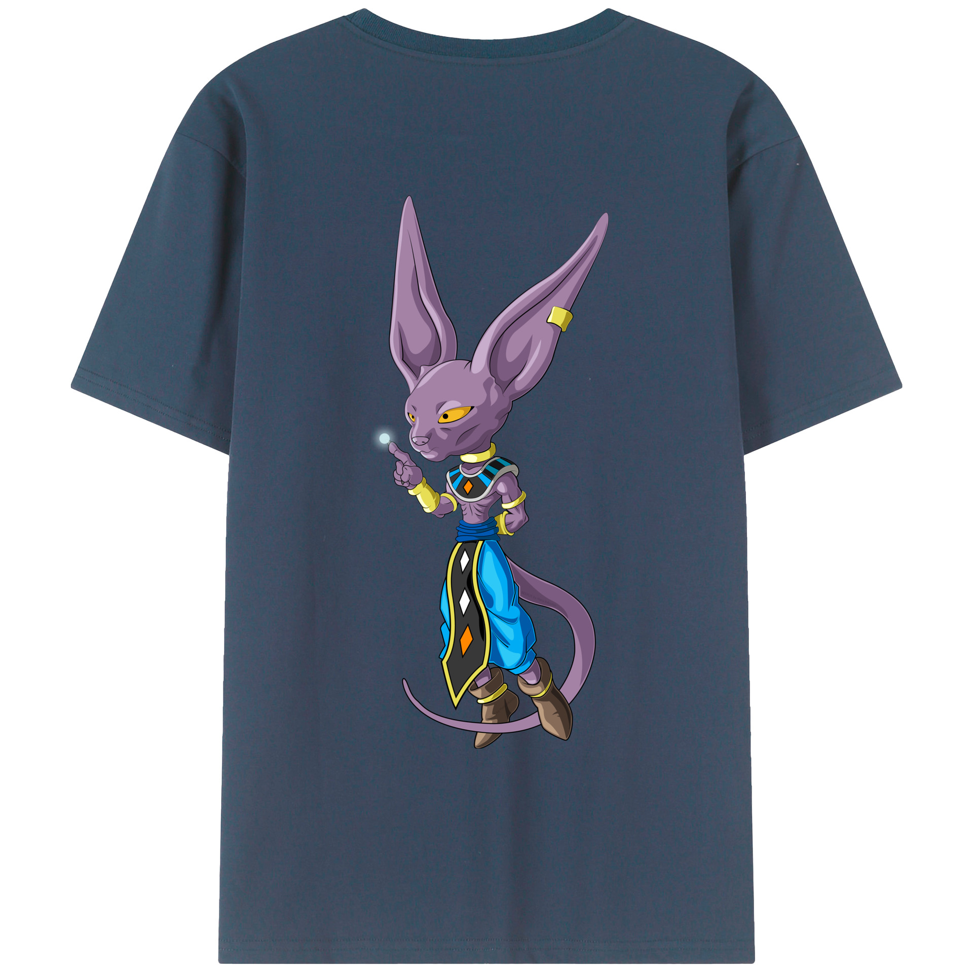 （画像用） ドラゴンボール ビルス 破壊神ビルス DRAGON BALL Beerus Birusu 綿100％ メンズ半袖Tシャツ（バックプリント） 通気性
