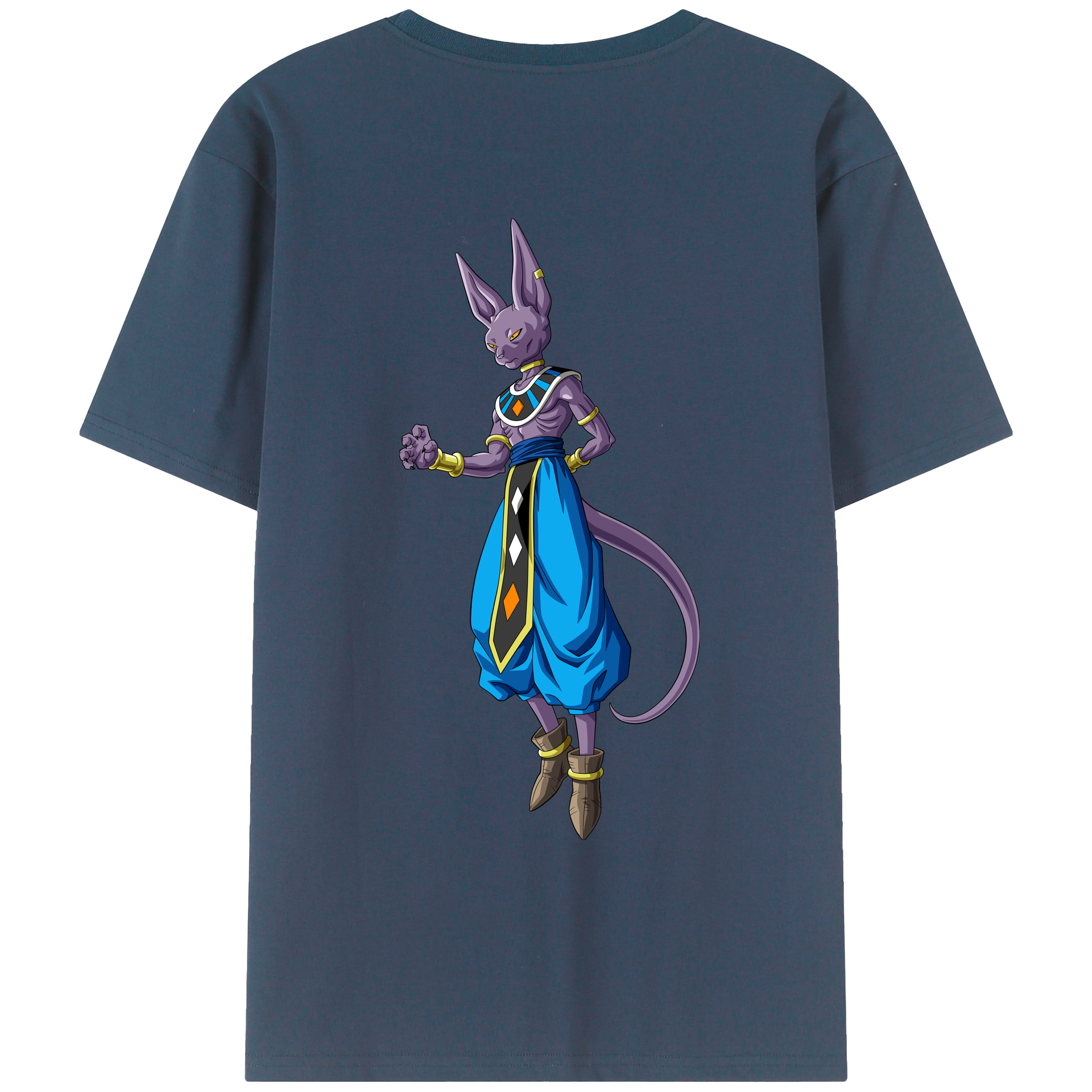 （画像用） ドラゴンボール ビルス 破壊神ビルス DRAGON BALL Beerus Birusu 綿100％ メンズ半袖Tシャツ（バックプリント） 通気性