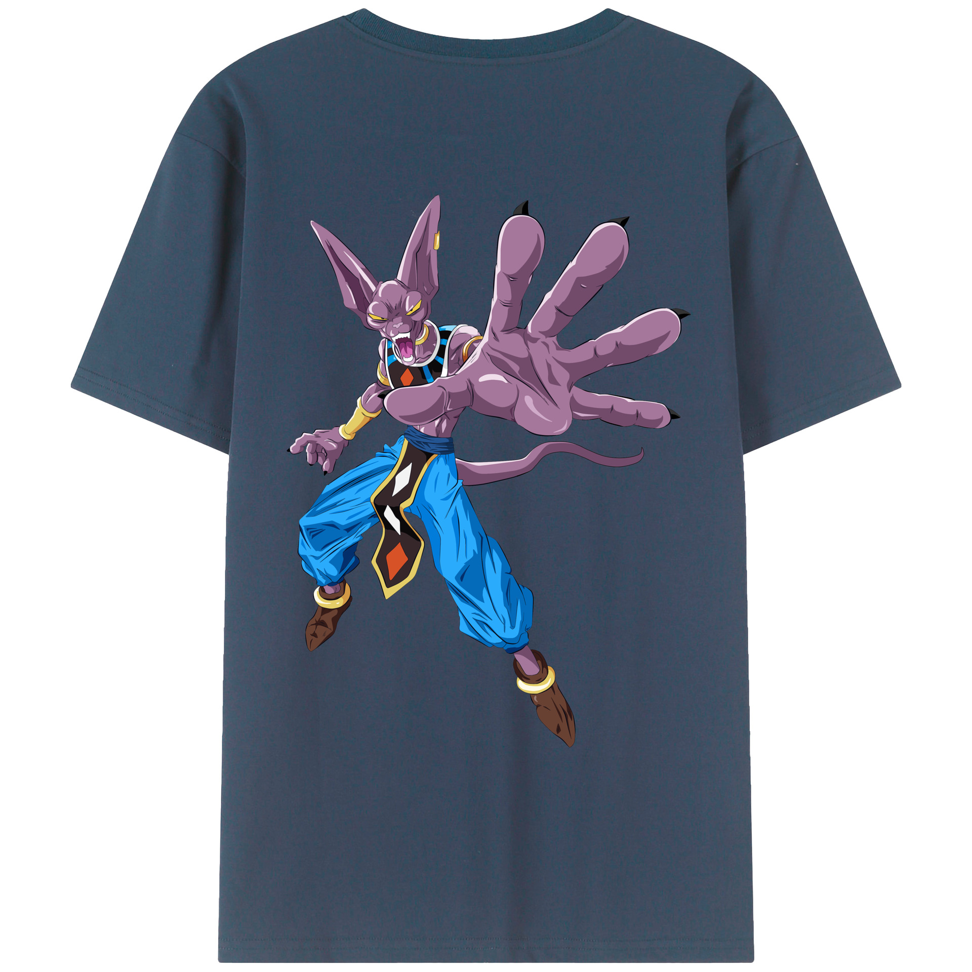 （画像用） ドラゴンボール ビルス 破壊神ビルス DRAGON BALL Beerus Birusu 綿100％ メンズ半袖Tシャツ（バックプリント） 通気性
