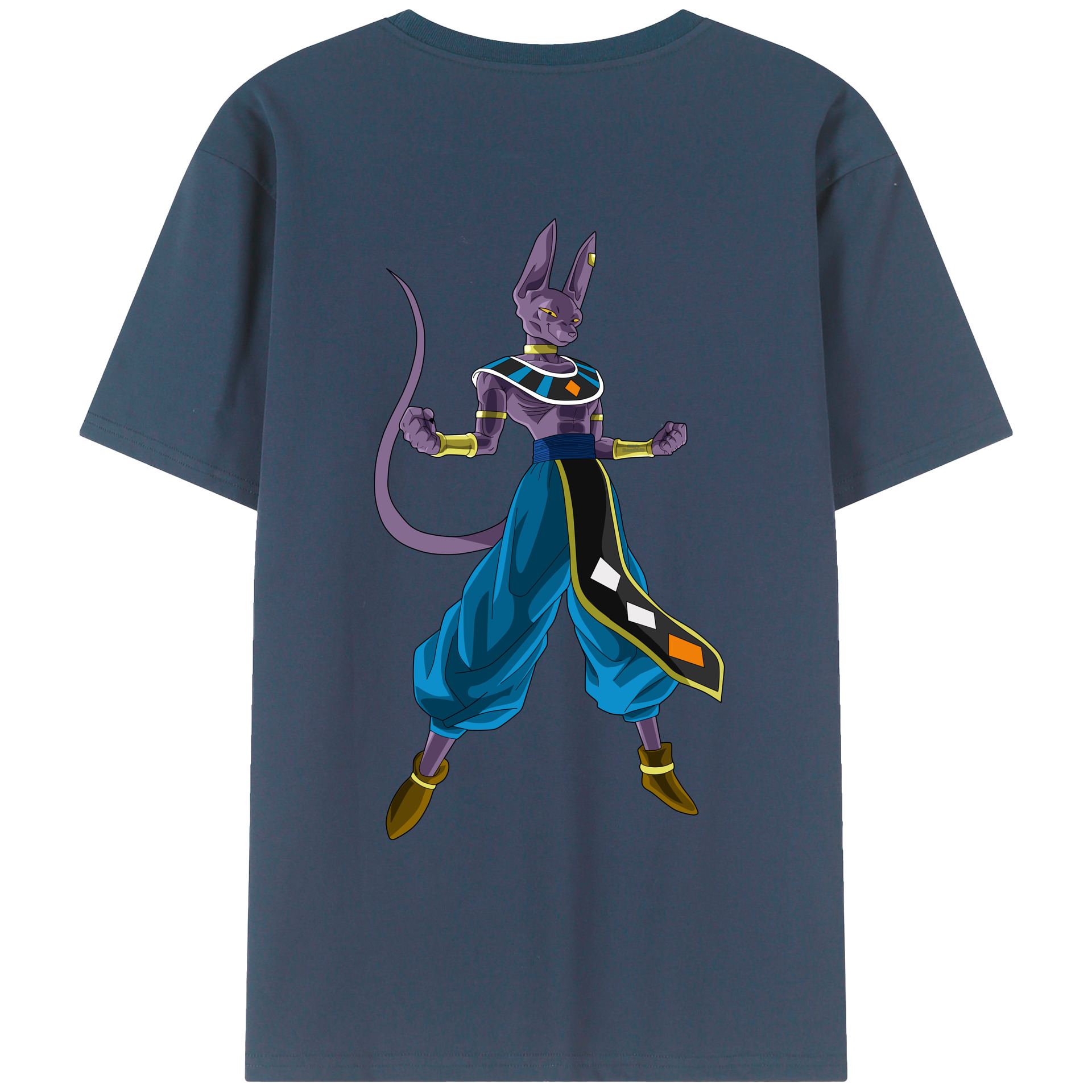 （画像用） ドラゴンボール ビルス 破壊神ビルス DRAGON BALL Beerus Birusu 綿100％ メンズ半袖Tシャツ（バックプリント） 通気性