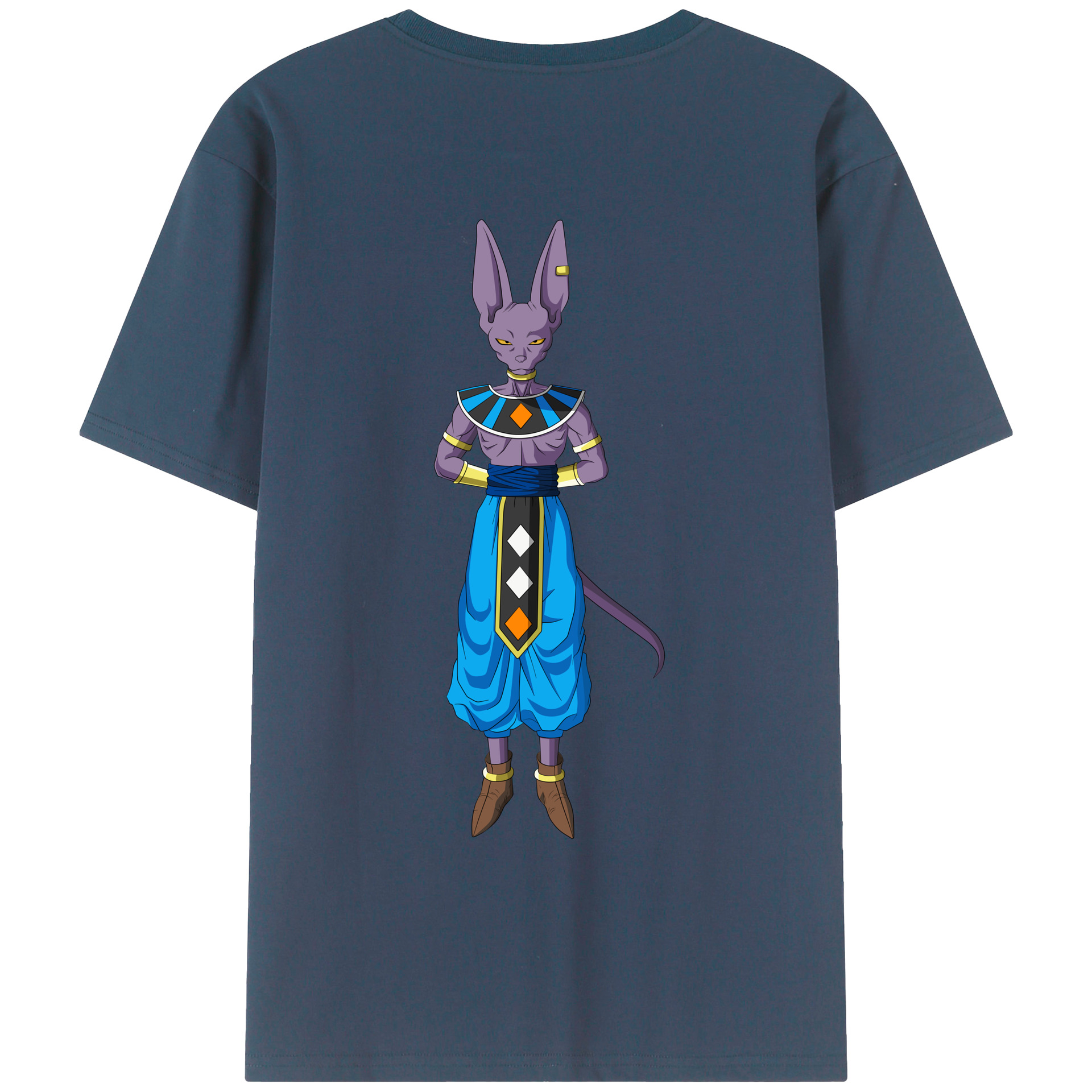 （画像用） ドラゴンボール ビルス 破壊神ビルス DRAGON BALL Beerus Birusu 綿100％ メンズ半袖Tシャツ（バックプリント） 通気性