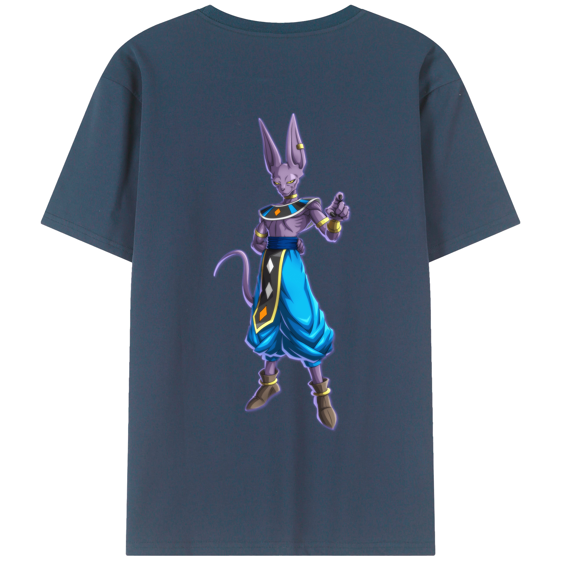 （画像用） ドラゴンボール ビルス 破壊神ビルス DRAGON BALL Beerus Birusu 綿100％ メンズ半袖Tシャツ（バックプリント） 通気性