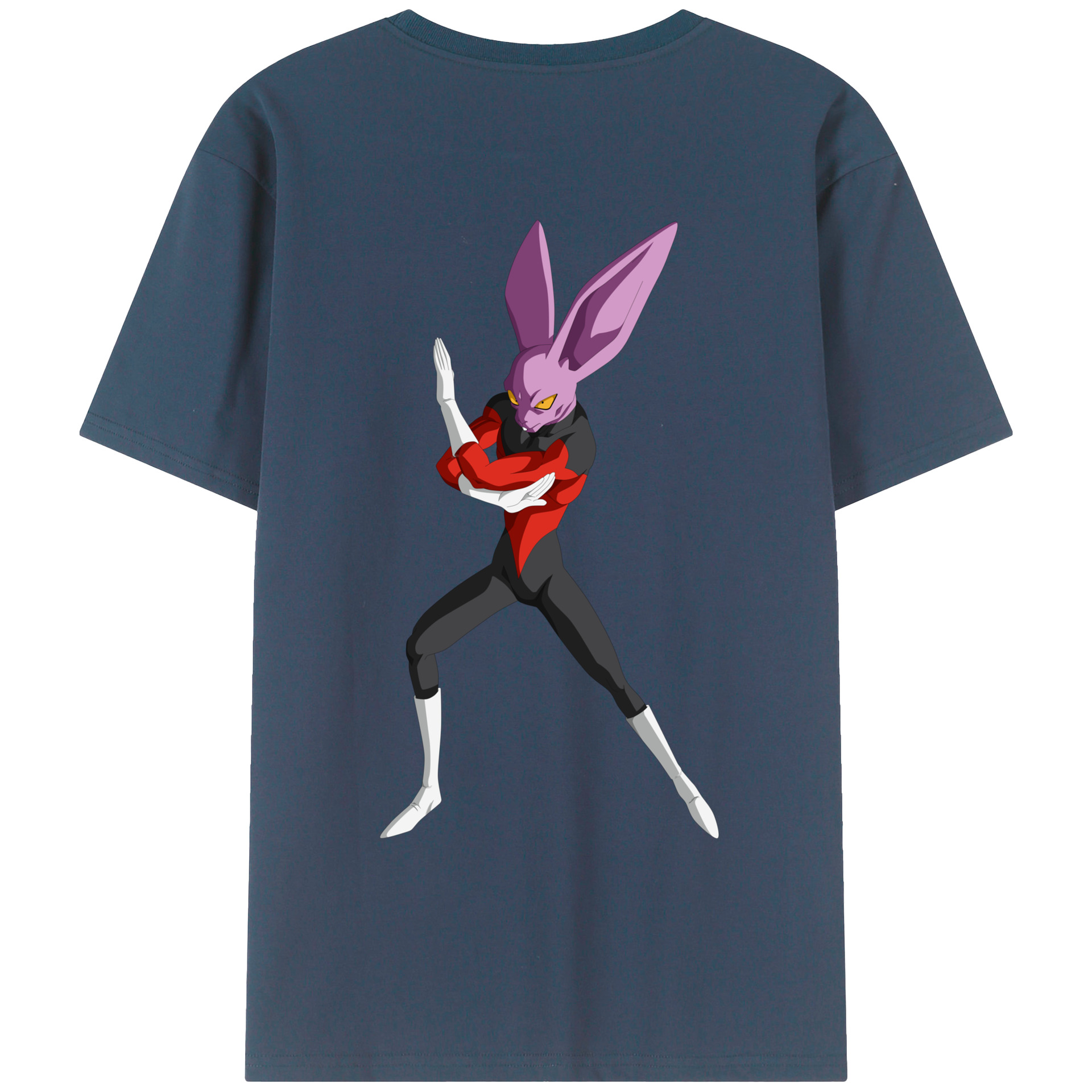 （画像用） ドラゴンボール ビルス 破壊神ビルス DRAGON BALL Beerus Birusu 綿100％ メンズ半袖Tシャツ（バックプリント） 通気性