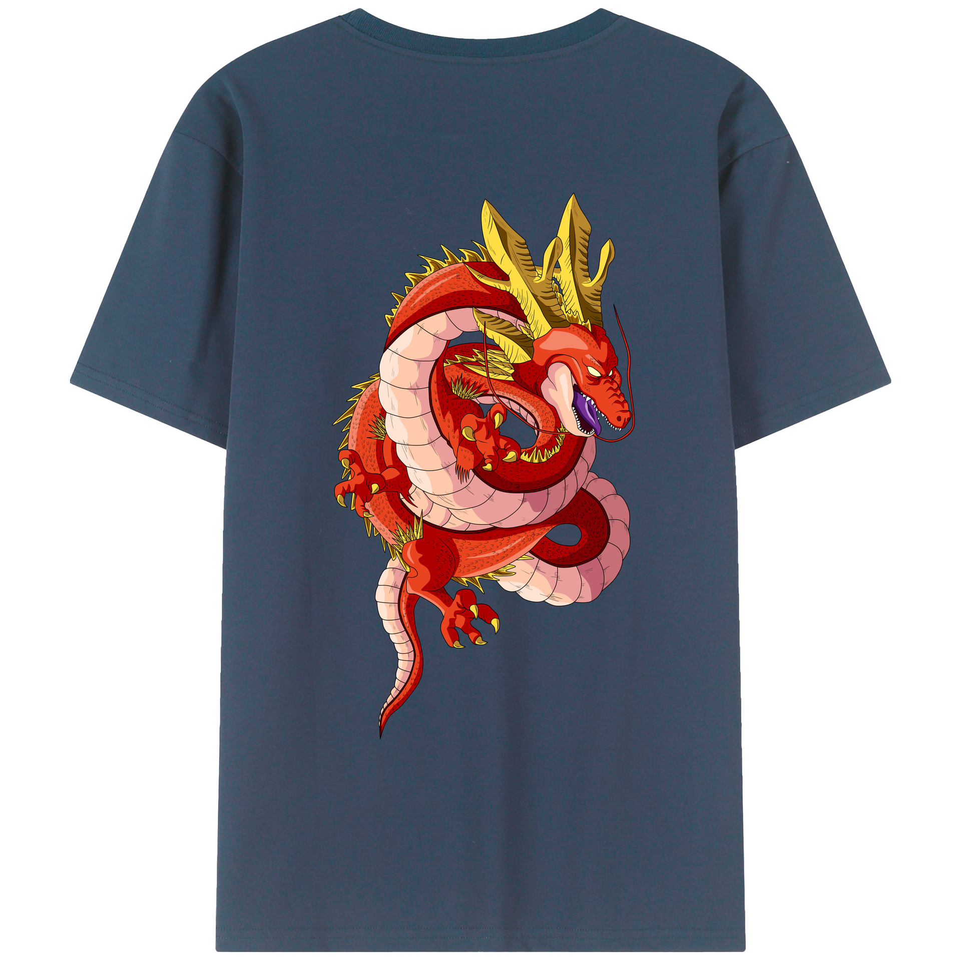 （画像用） ドラゴンボール 神龍 シェンロン DRAGON BALL Shenron 綿100％ メンズ半袖Tシャツ（バックプリント） 通気性