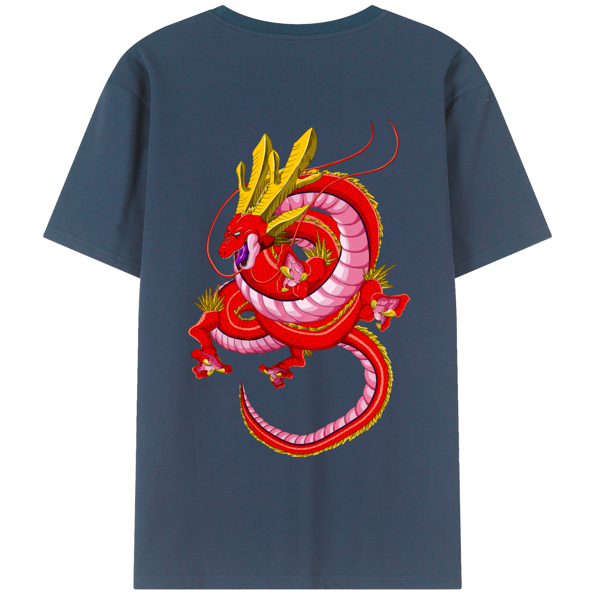 （画像用） ドラゴンボール 神龍 シェンロン DRAGON BALL Shenron 綿100％ メンズ半袖Tシャツ（バックプリント） 通気性