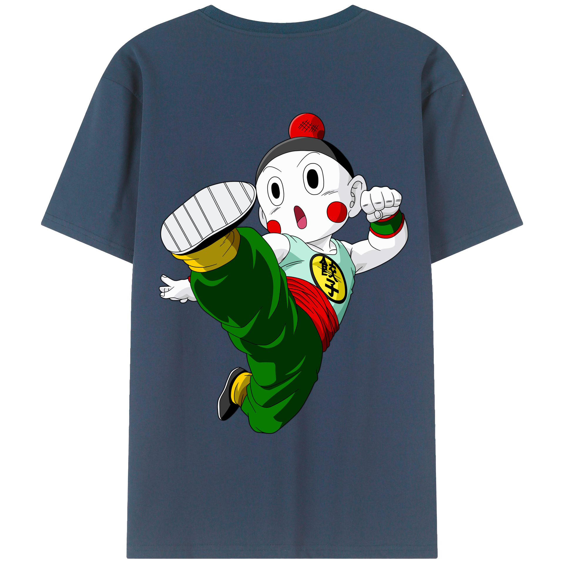 （画像用） ドラゴンボール 餃子（チャオズ）DRAGON BALL Chaoz 綿100％ メンズ半袖Tシャツ（バックプリント） 通気性