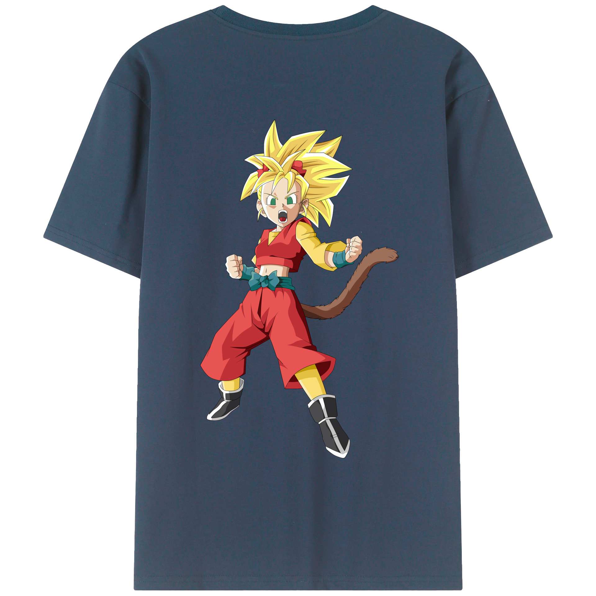 （画像用） ドラゴンボール カリフラ DRAGON BALL Caulifla 綿100％ メンズ半袖Tシャツ（バックプリント） 通気性